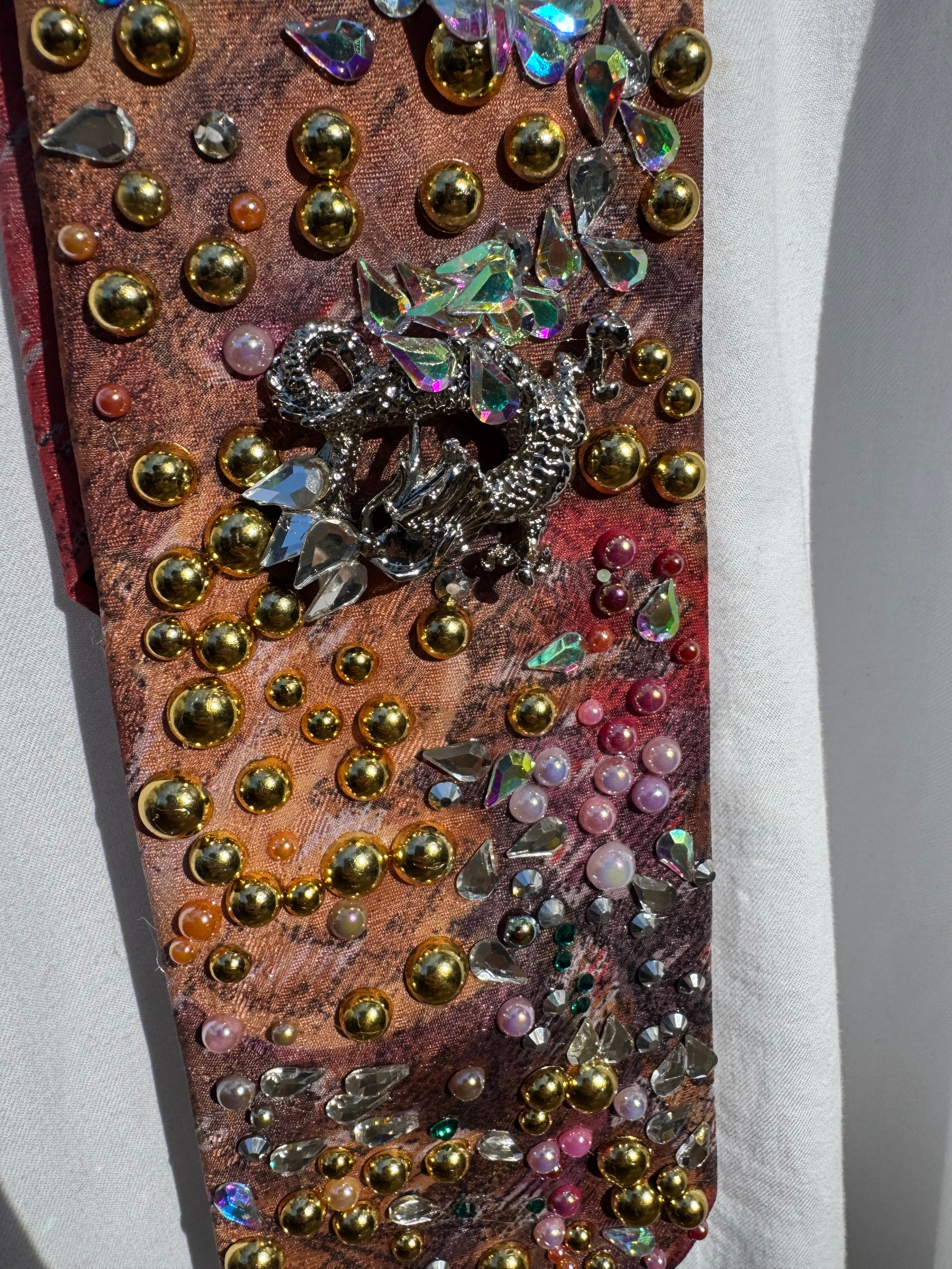 Autumn Marbled Ancient Silver Legendary Dragon Royalty Tie