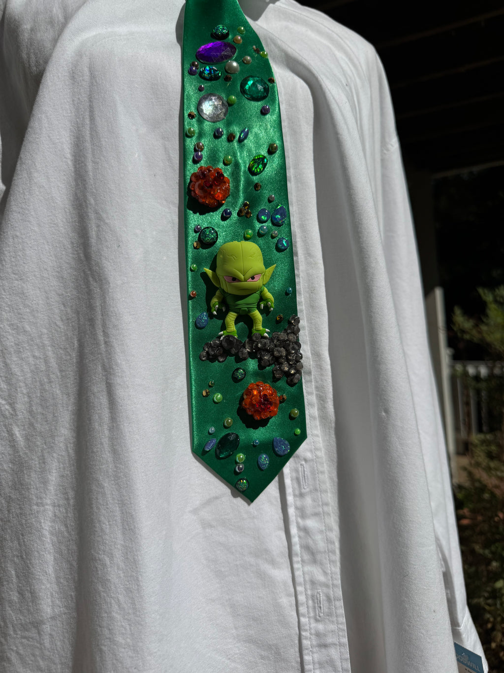 Green Silk Saibaman Aura Farming in Space Dragon Ball Z Tie