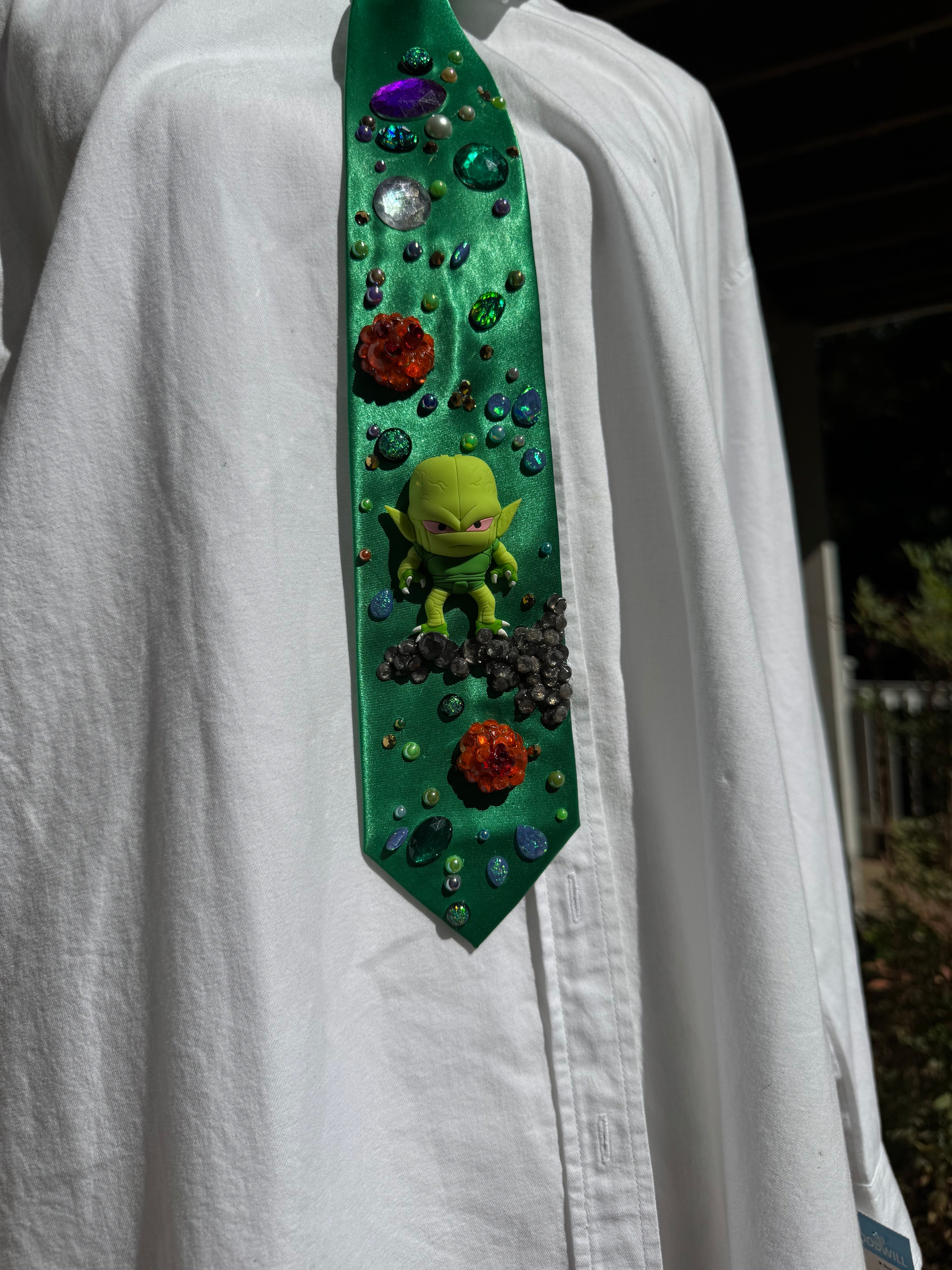 Green Silk Saibaman Aura Farming in Space Dragon Ball Z Tie