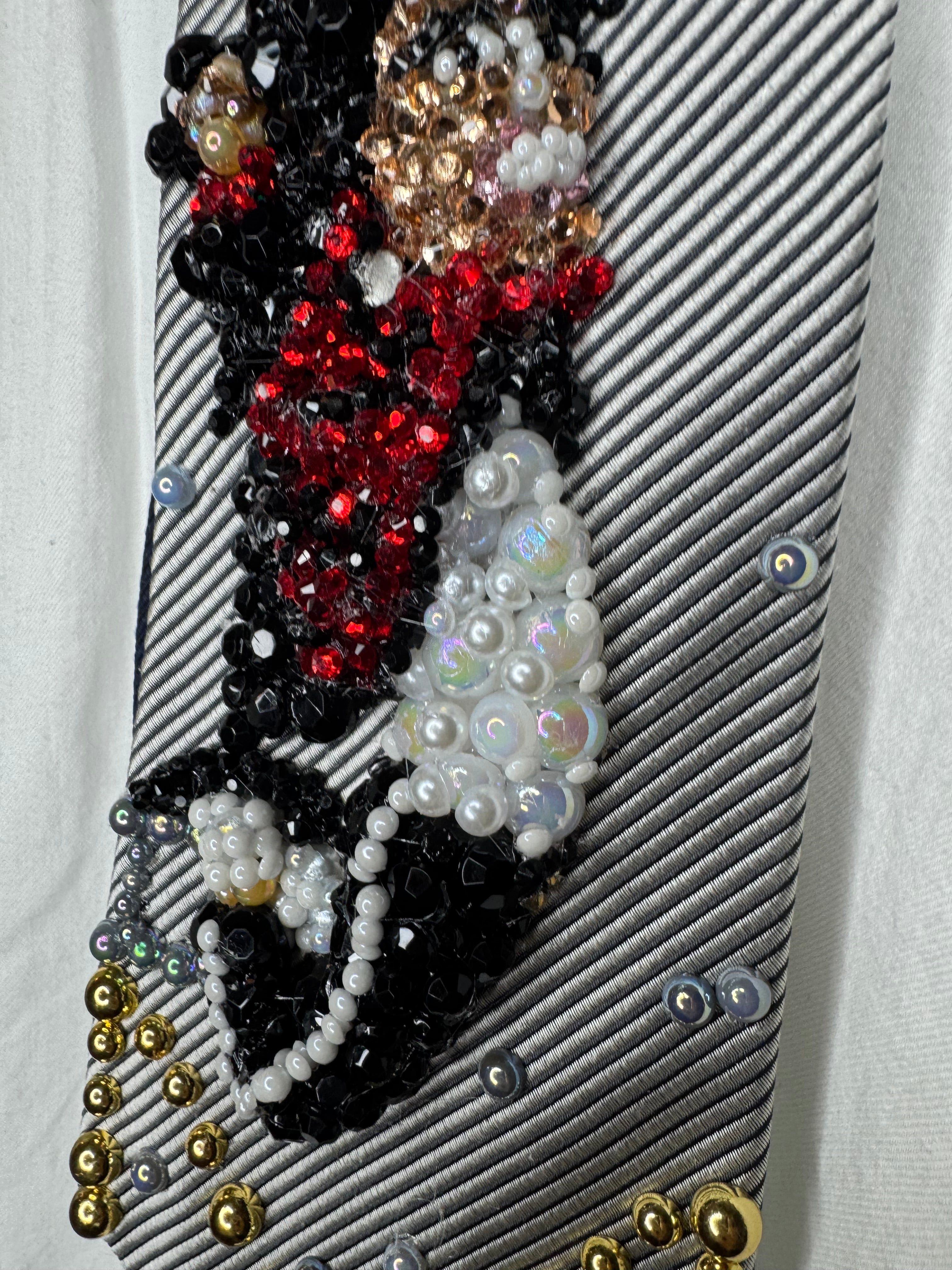 Grey Michael Jackson Hanging Off Moving Platform To Beat It For Bad Tour Wembly Concert 1988 Tie