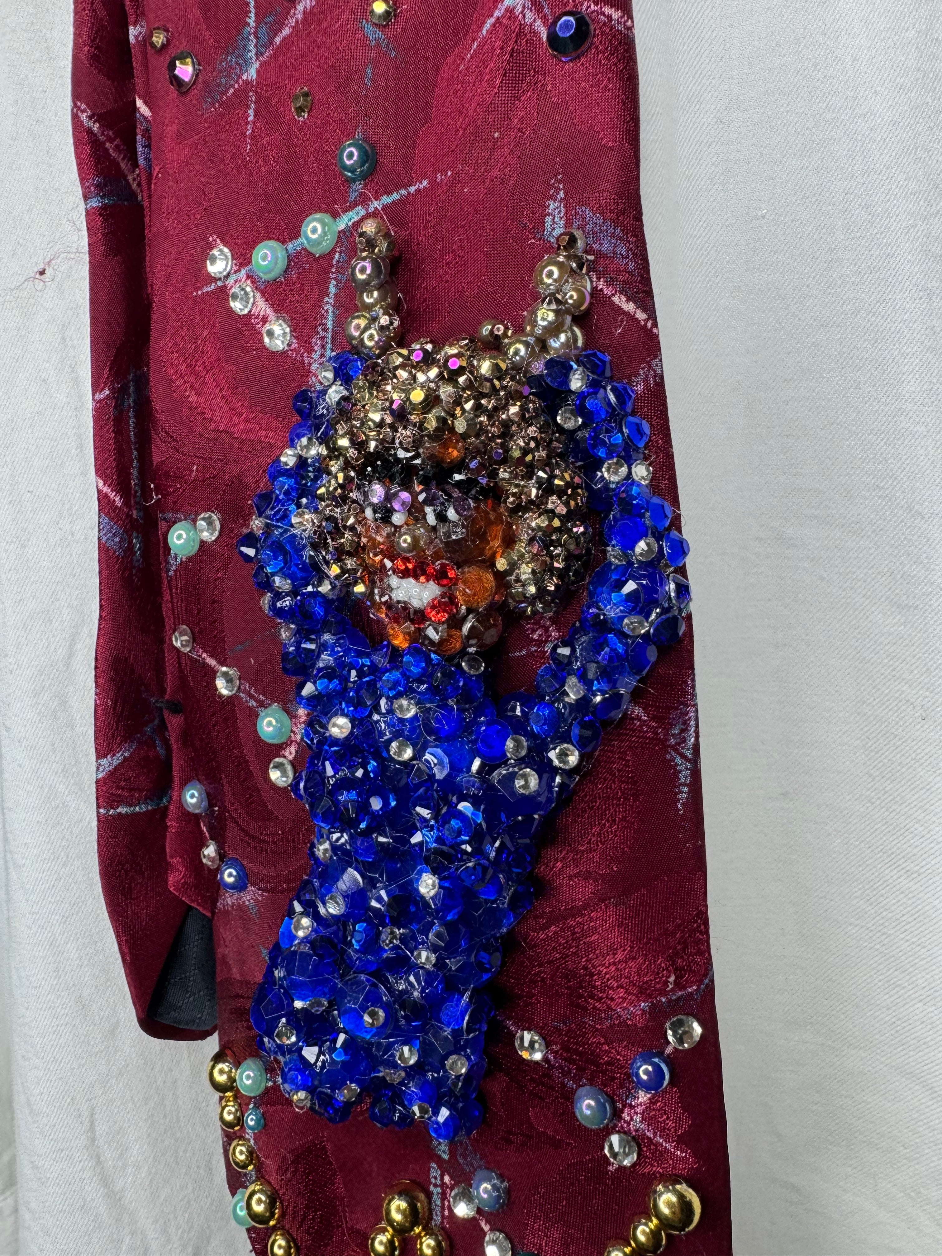 Red Whitney Houston Happily Dancing in Deep Blue Rhinestoned Dress Performing Tie
