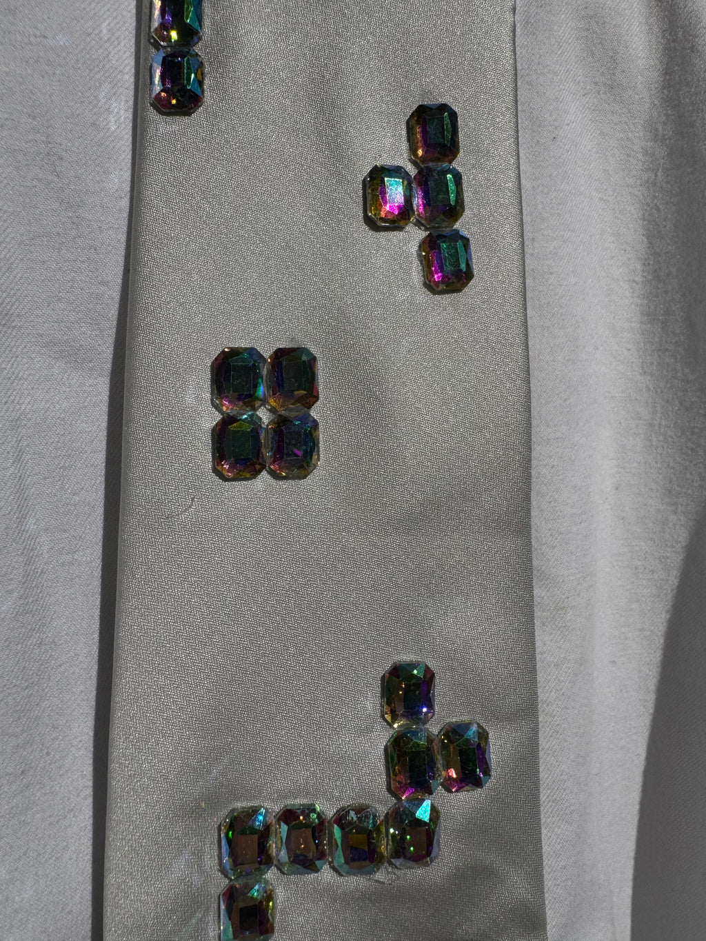 White Iridescent Baguette Tetris Royalty Tie