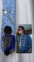 Light Blue Michael Jackson in Blue Royalty Jacket & Shades Aug 1st 1984 Thriller Era Tie