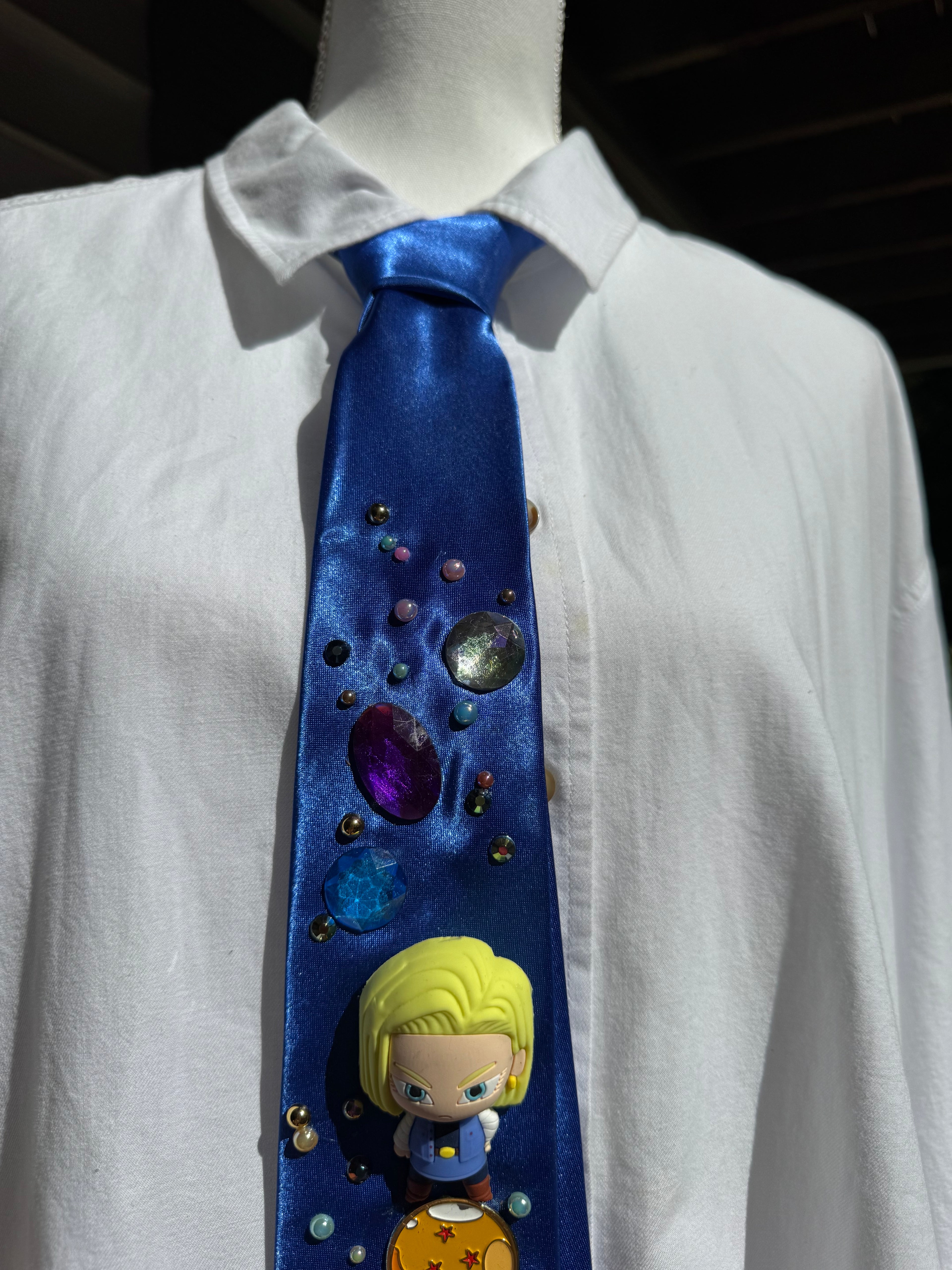 Blue Silk Android 18 Aura Farming on Dragon Ball DBZ Tie