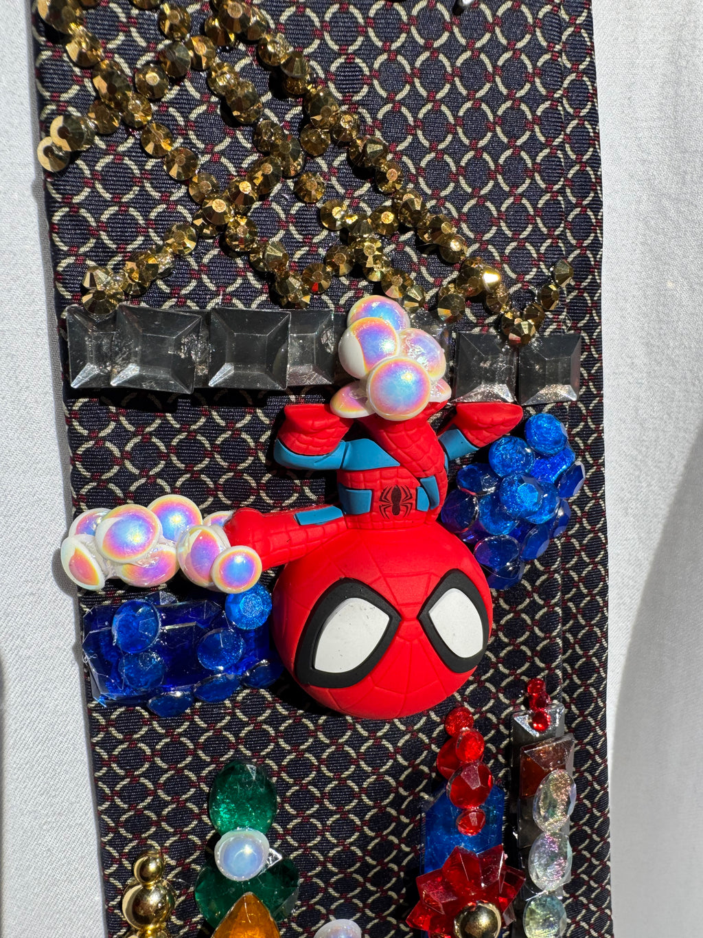 Navy Blue Spiderman Aura Farming Under NY Bridge Tie