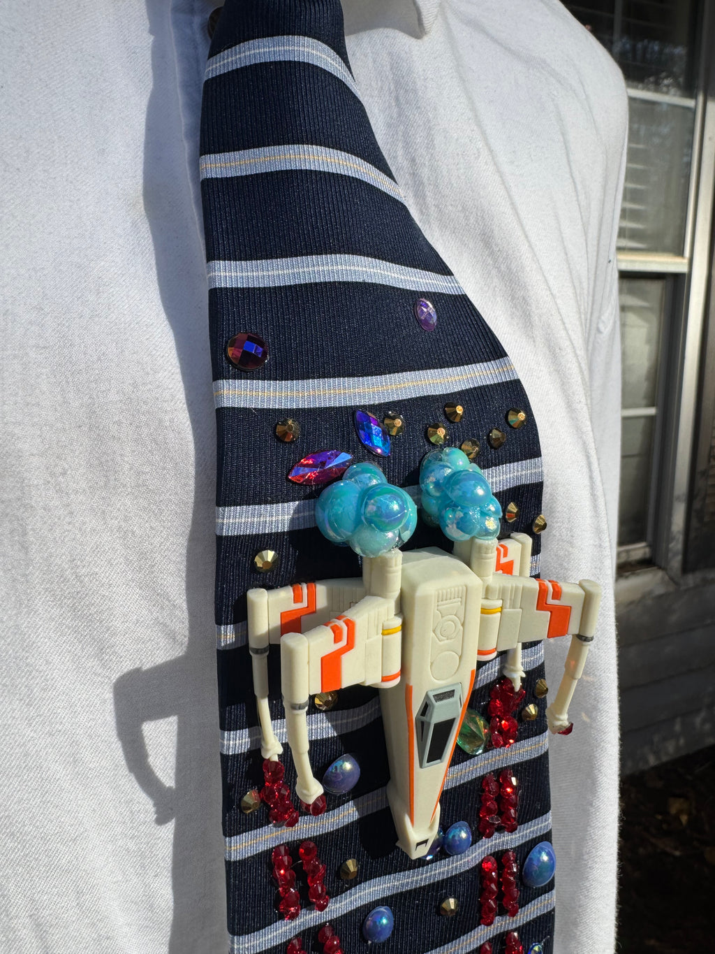 Navy Blue Striped X Wing Starfighter in Combat Sliced Picture Star Wars Tie