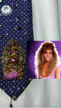 Purple Whitney Houston In Hotpink Top & Makeup Singing in “I Just Wanna Dance With Somebody” Music Video Tie