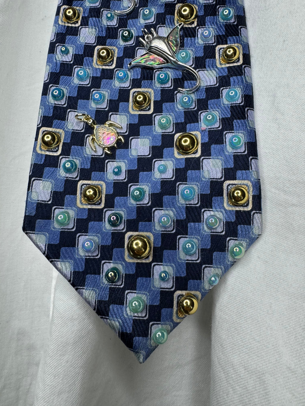 Navy Blue Ocean Floor Tropical Treasure Box Royalty Tie