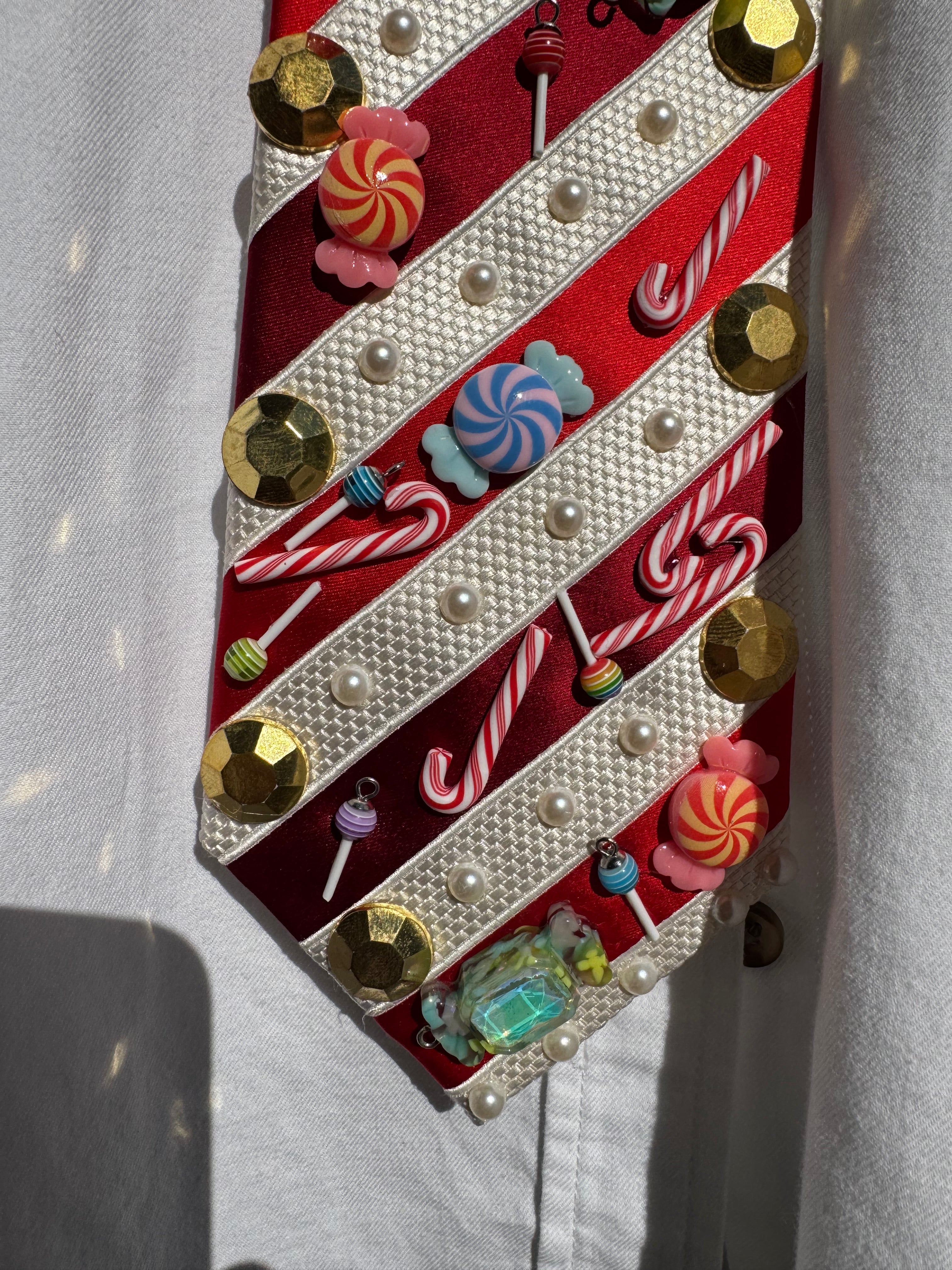 Red and White Candy Striped Christmas Royalty Tie