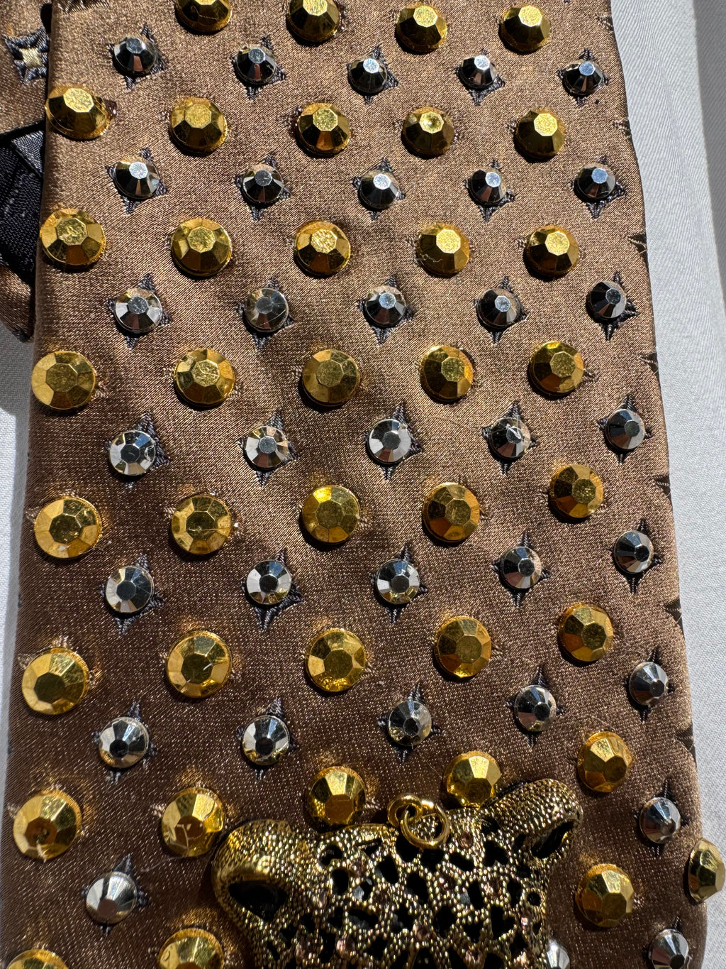 Brown Gold and Silver Jaguar Royalty Nature Tie