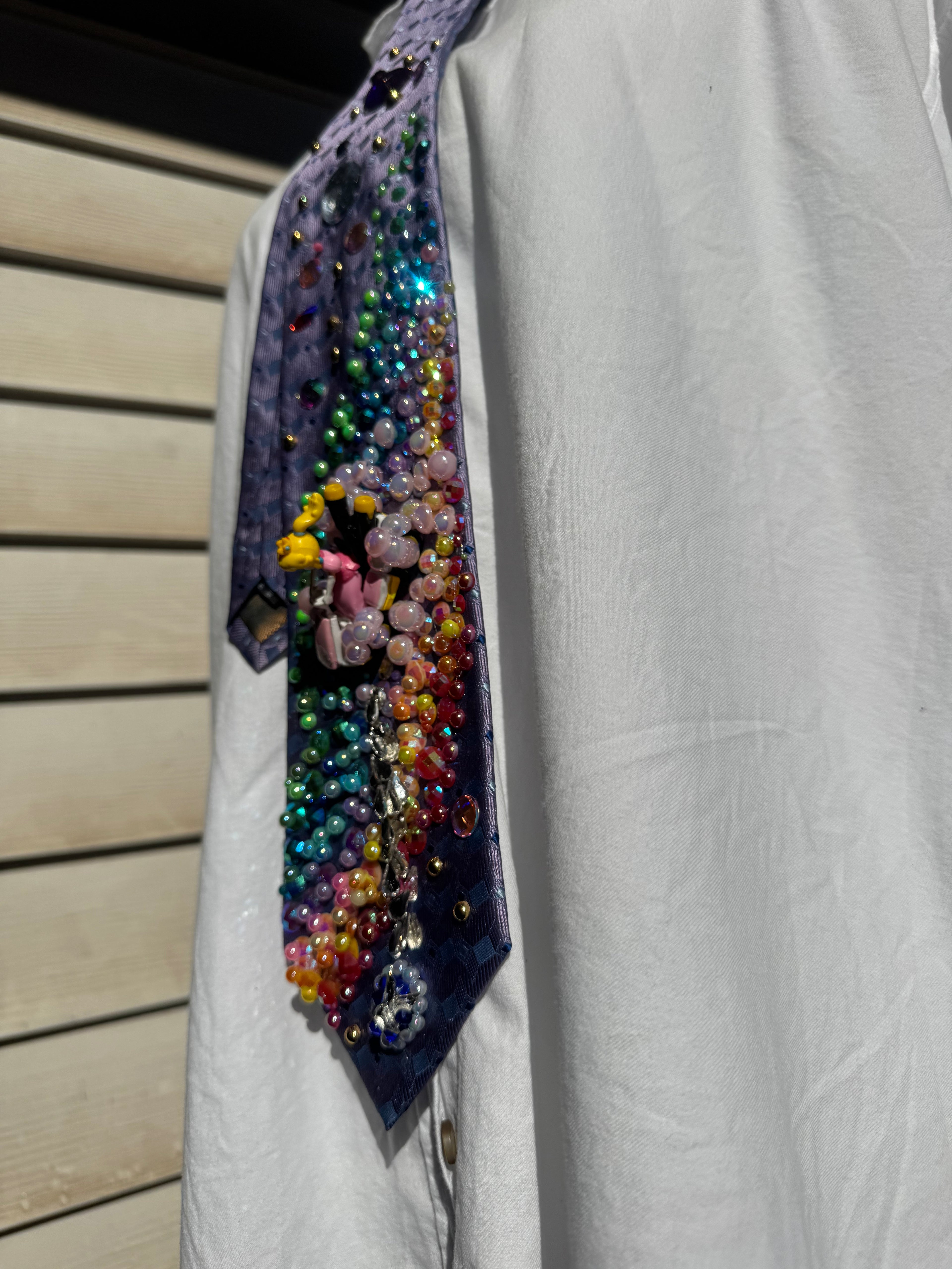 Purple Princess Peach Throwing Blue Shell on Rainbow Road 200cc Mario Kart Tie