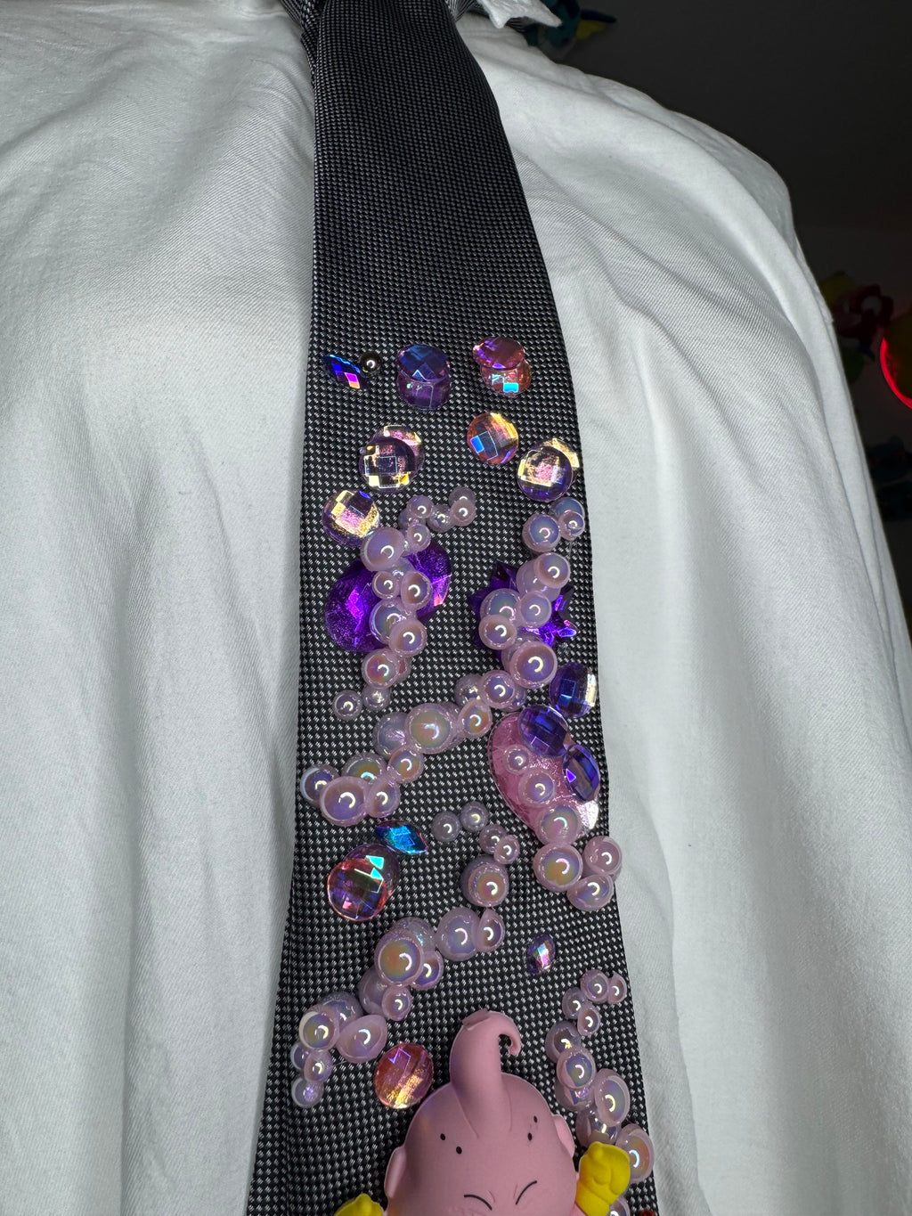 Grey Majin Buu Pink Foam Bubbles Dragon Ball Z Tie