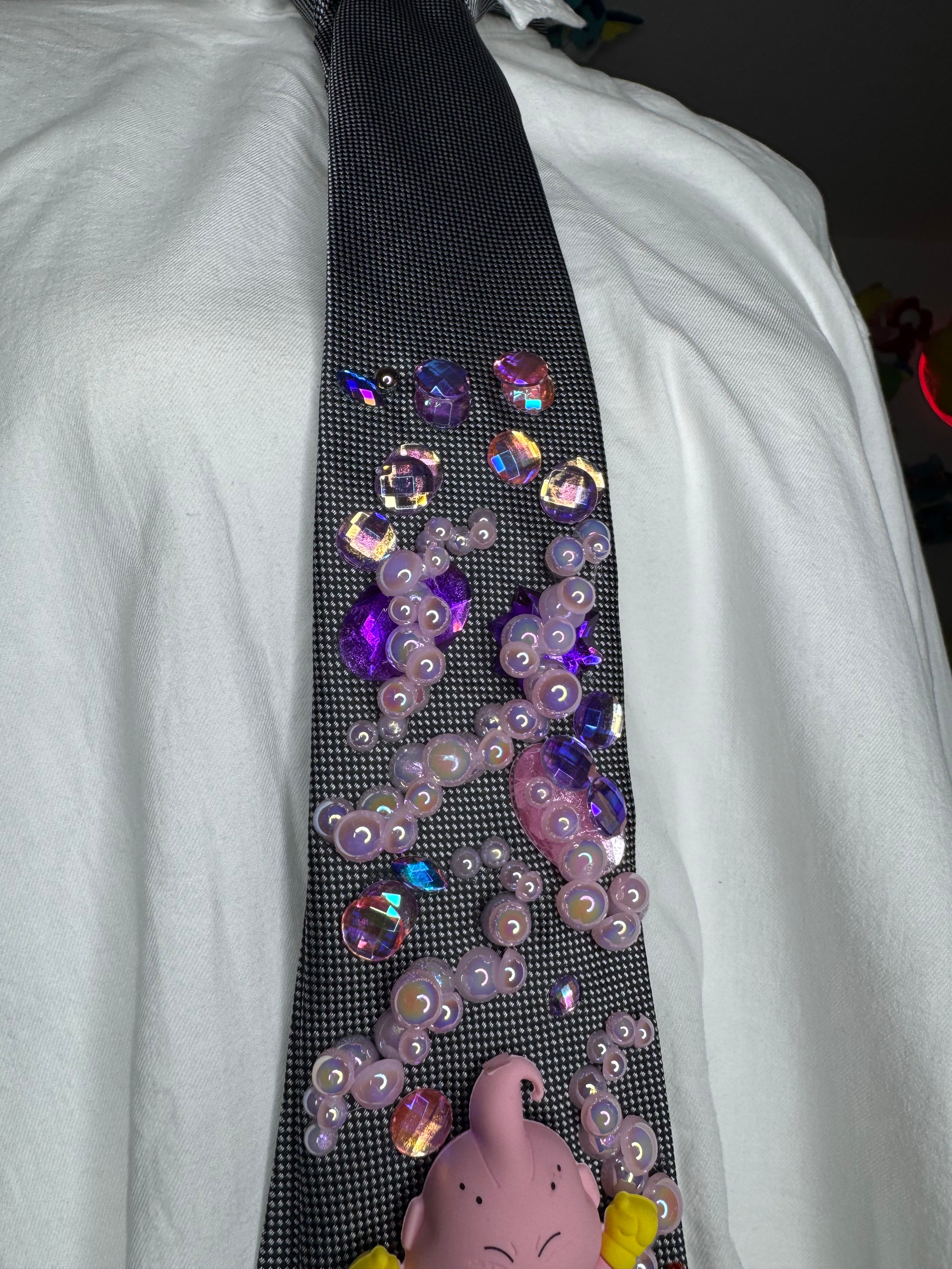 Grey Majin Buu Pink Foam Bubbles Dragon Ball Z Tie