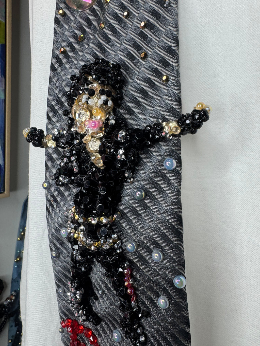 Grey Michael Jackson Hitting Stretched Fists Wide Leg Pose in Bad Short Film Tie