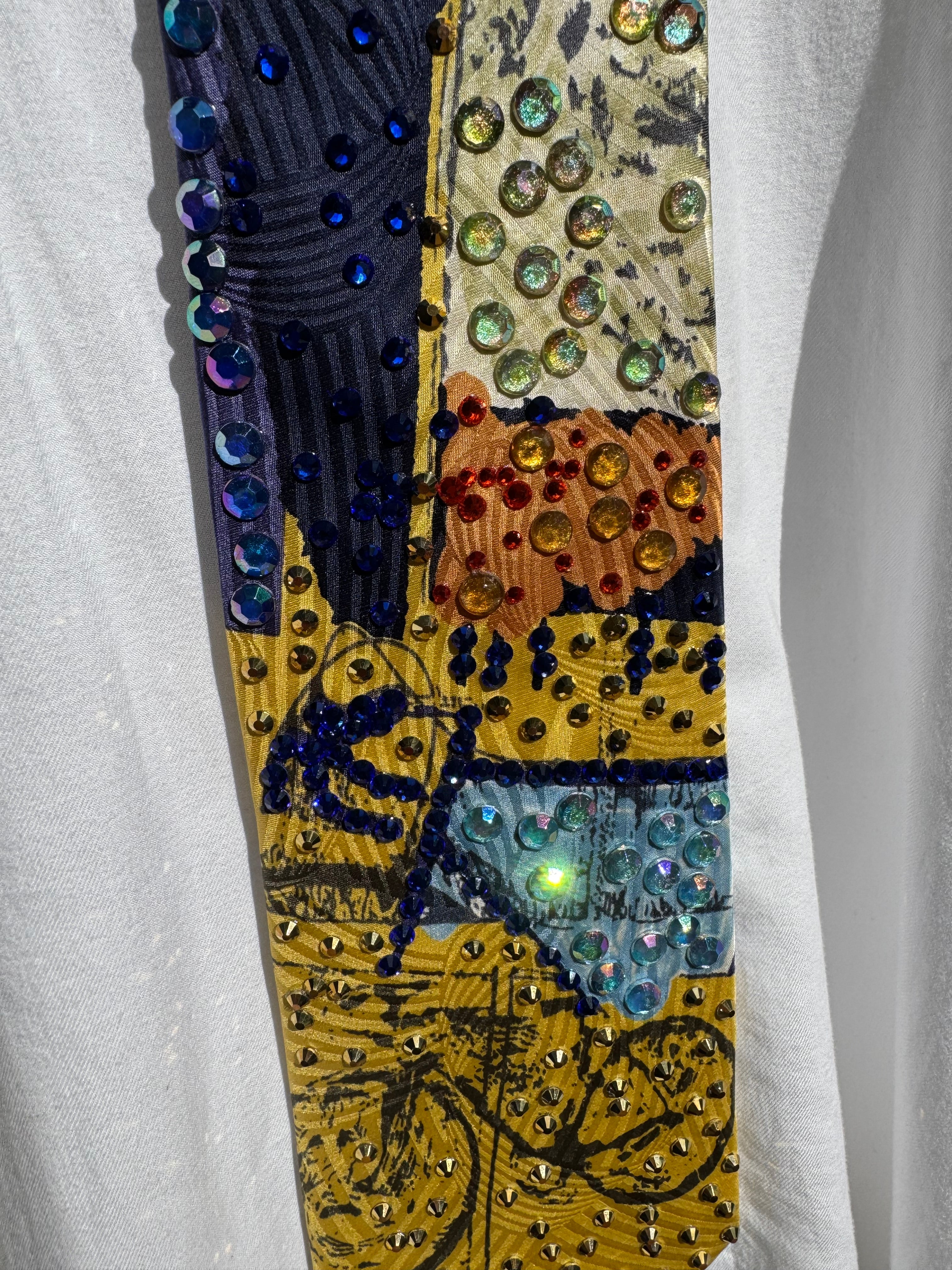 Yellow Marbled Bike Rider Bicycle Tie