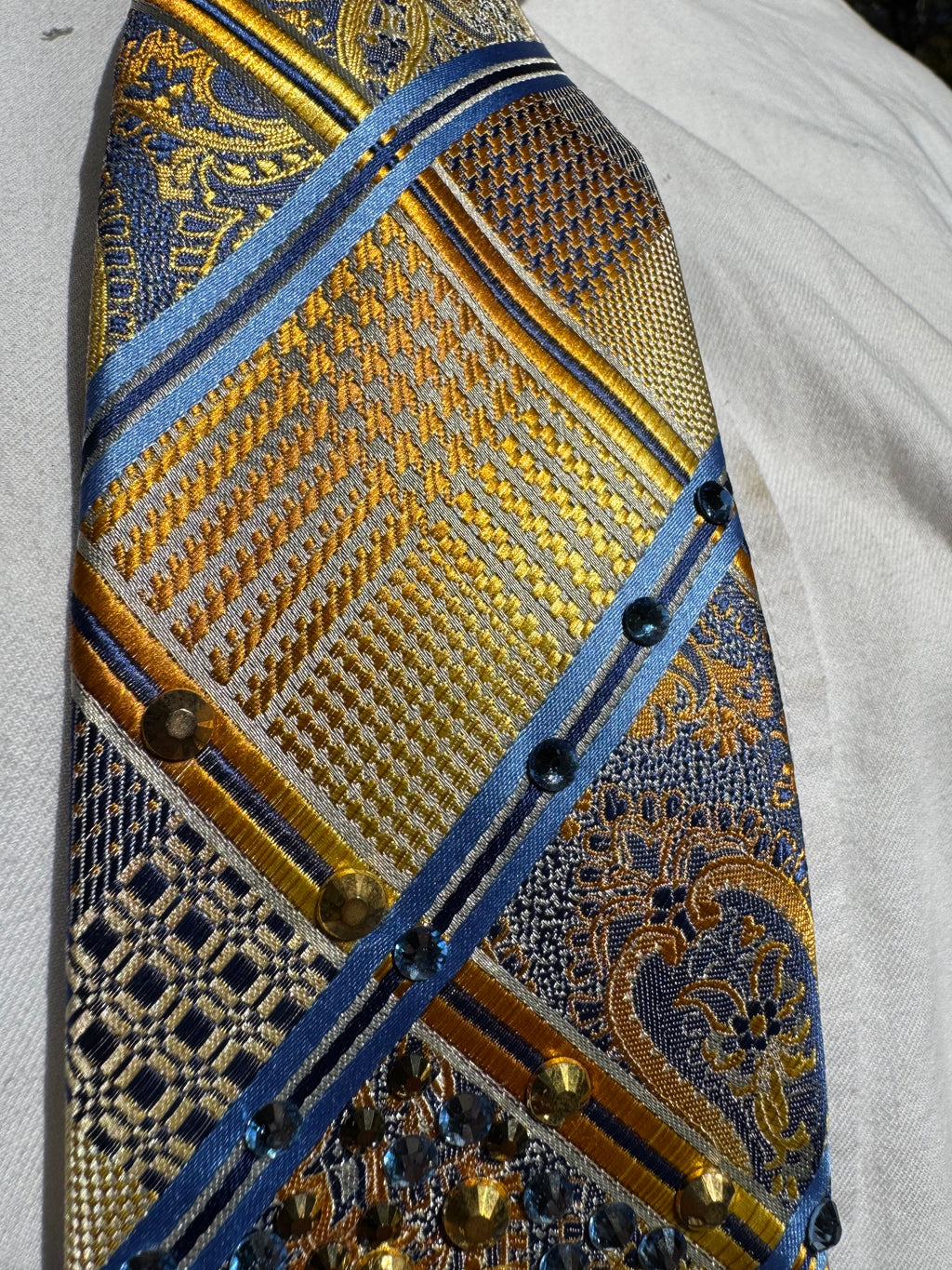 Gold and Blue Egyptian Print High Class Royalty Tie