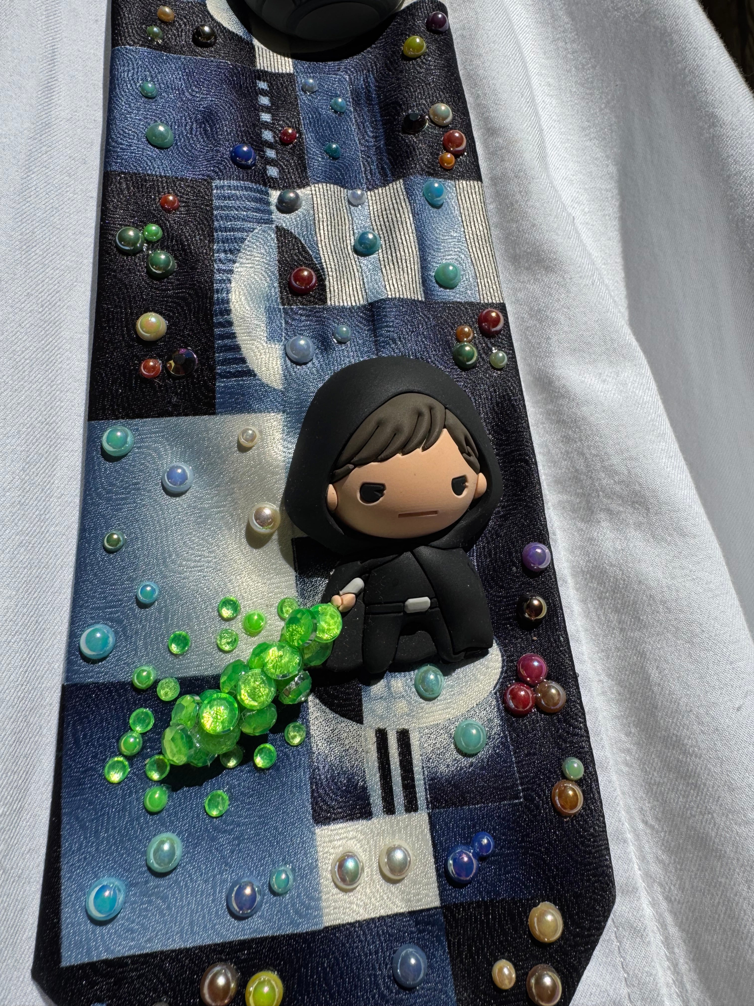 Navy Blue and White Angry Luke Skywalker Under Death Star Ultimate Star Wars Tie