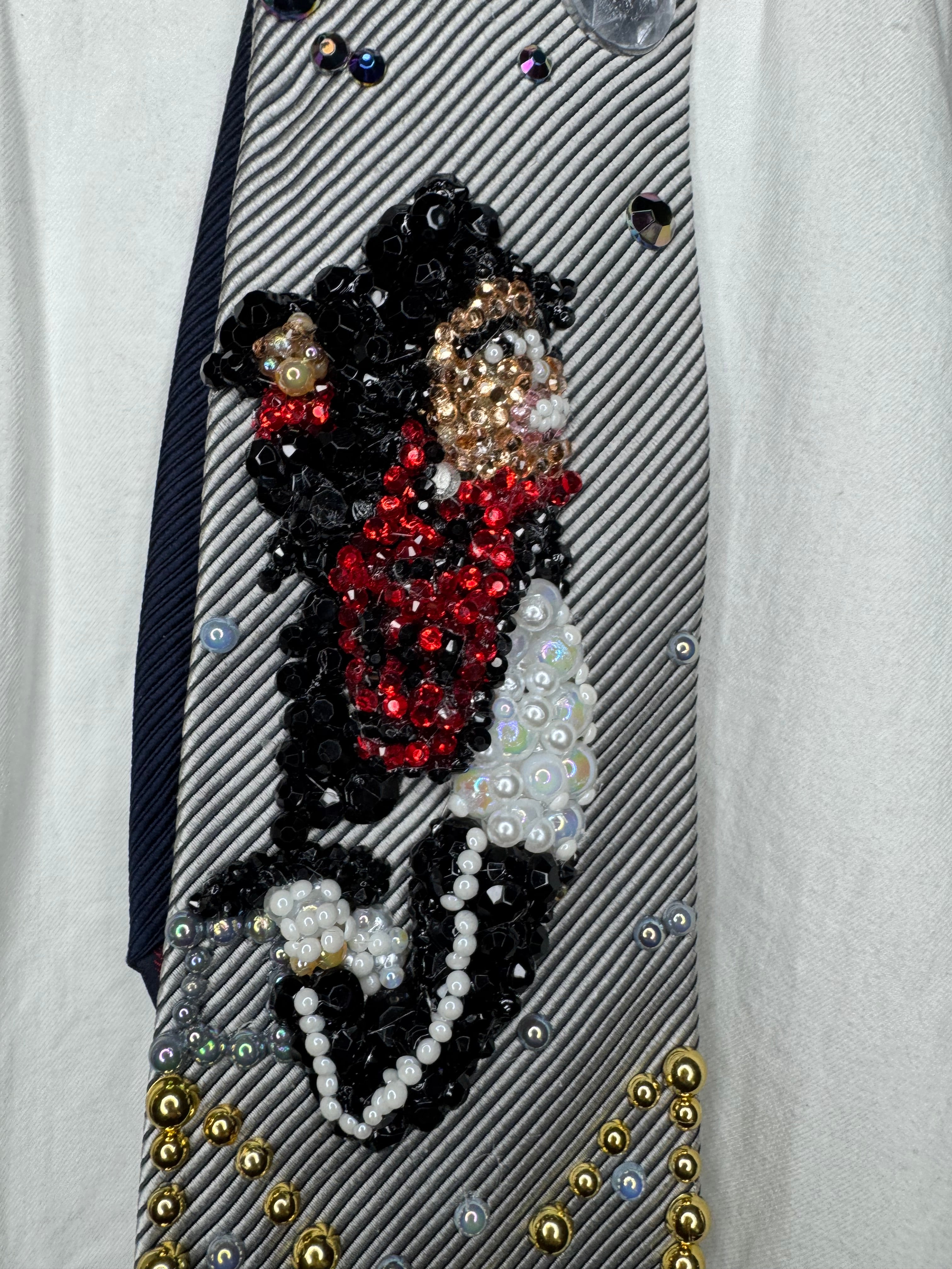 Grey Michael Jackson Hanging Off Moving Platform To Beat It For Bad Tour Wembly Concert 1988 Tie