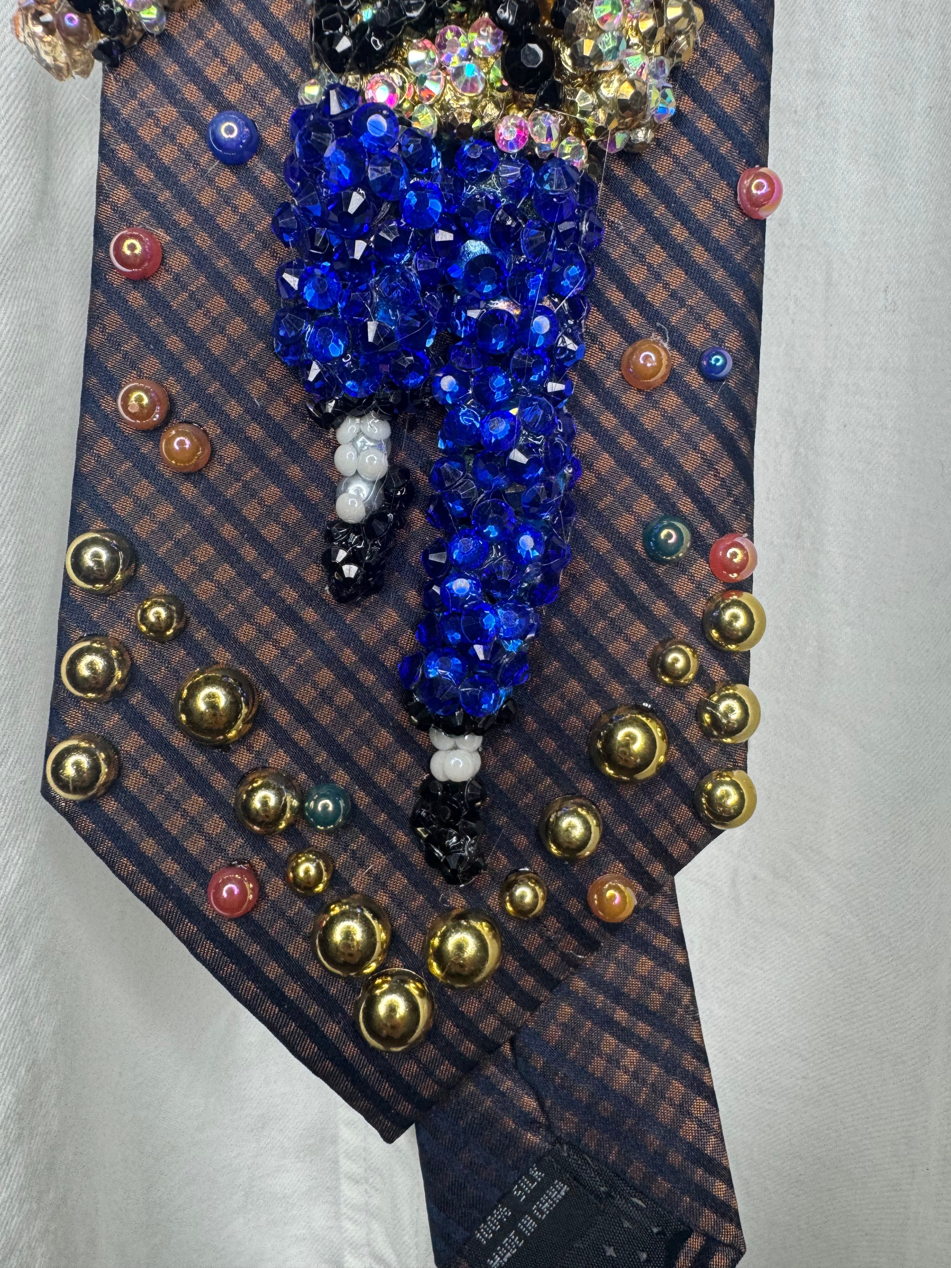 Orange and Navy Blue Plaid Michael Jackson in the Air Performing Workin Day n Night Live at Romania for Dangerous Tour 1992 Tie