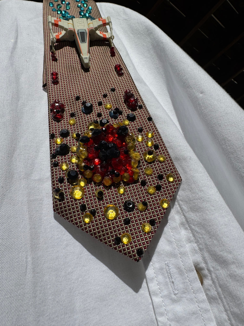 Red And Yellow X Wing Starfighter Destroying TIE Fighter Star Wars Tie