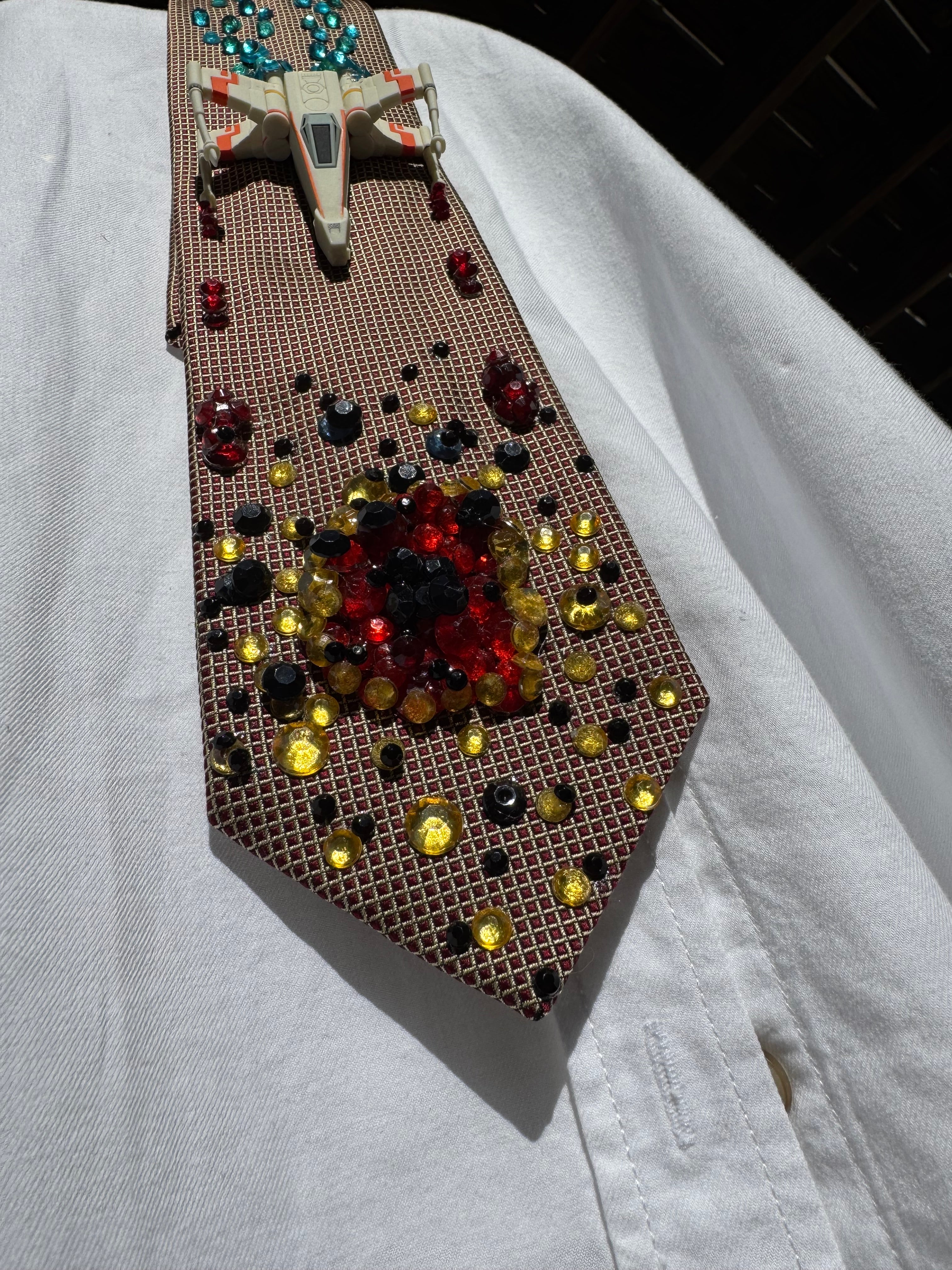 Red And Yellow X Wing Starfighter Destroying TIE Fighter Star Wars Tie