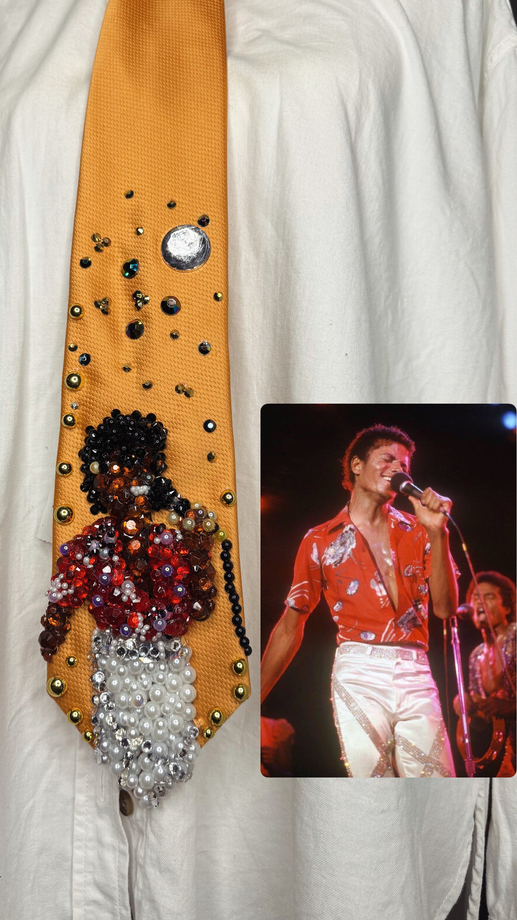 Orange Michael Jackson Red Polo Singing On Destiny Tour Jackson 5 1981 Tie
