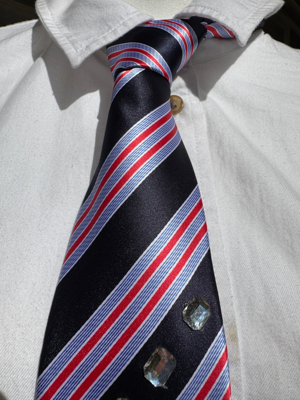 Navy Blue and Red Striped Pilot Royalty Tie