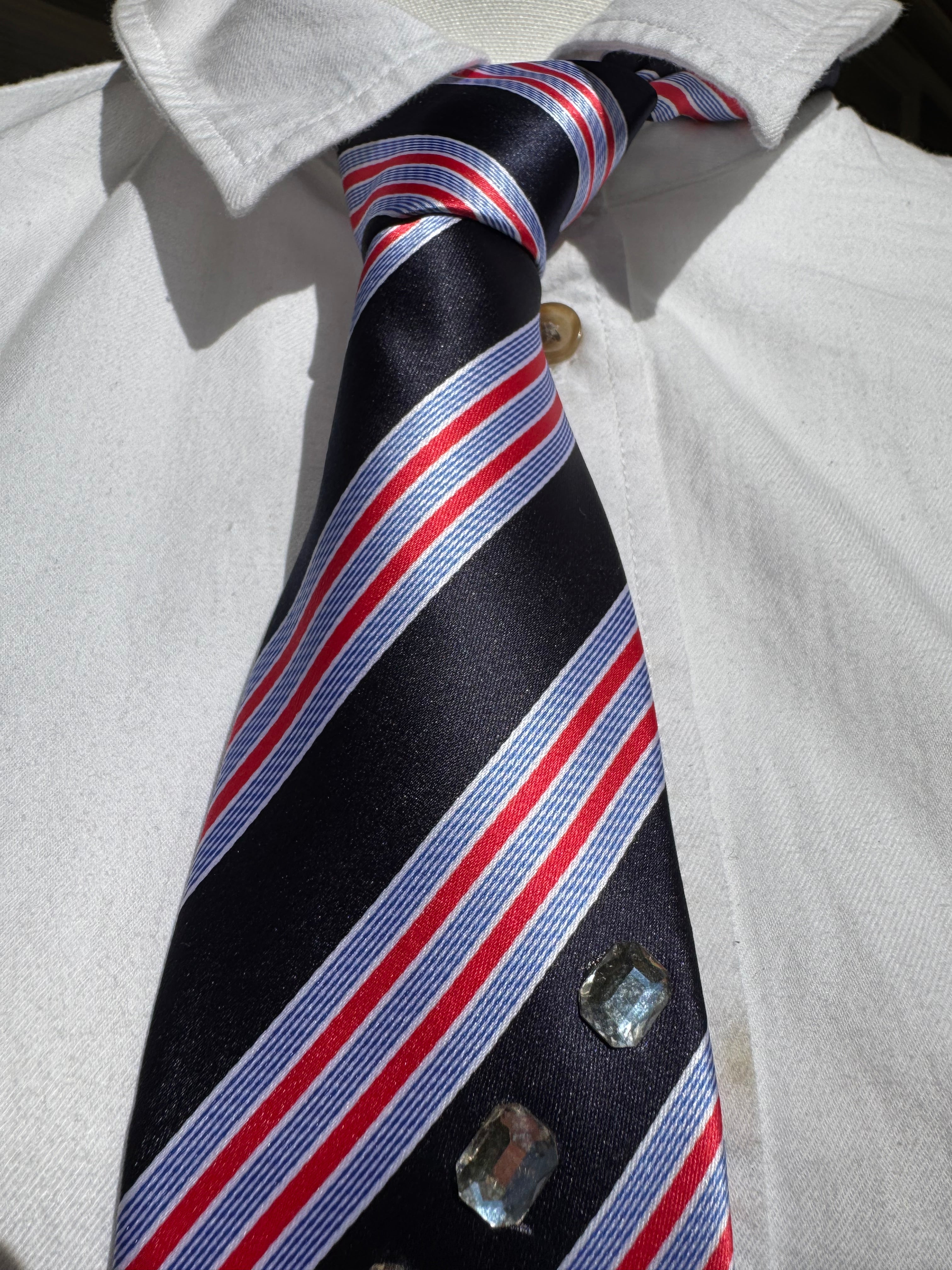 Navy Blue and Red Striped Pilot Royalty Tie