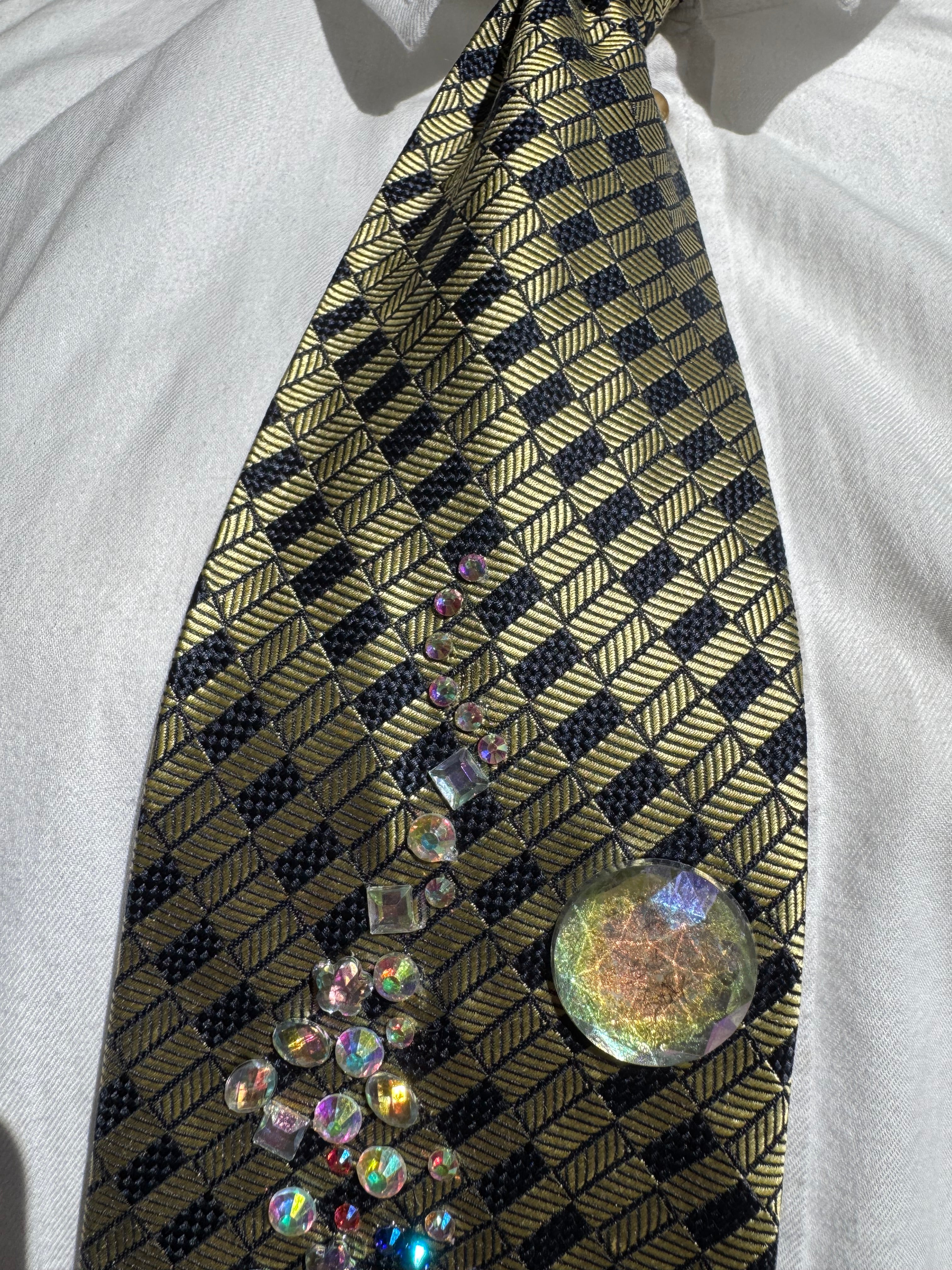 Beige and Navy Blue Magical Mushroom Aura Nature Royalty Tie