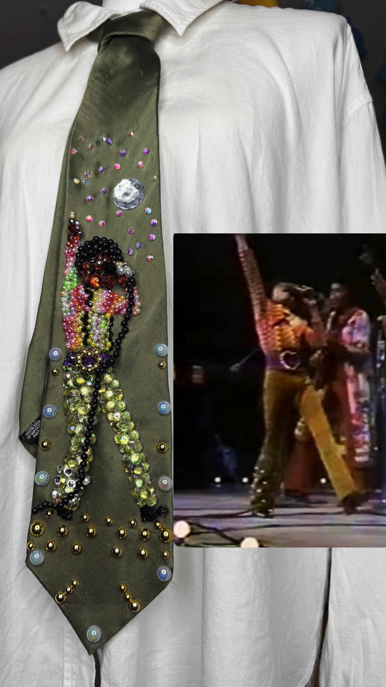 Green Silk Young Michael Jackson Singing “Higher” On Going Back To Indiana Concert Jackson 5 1971 Tie