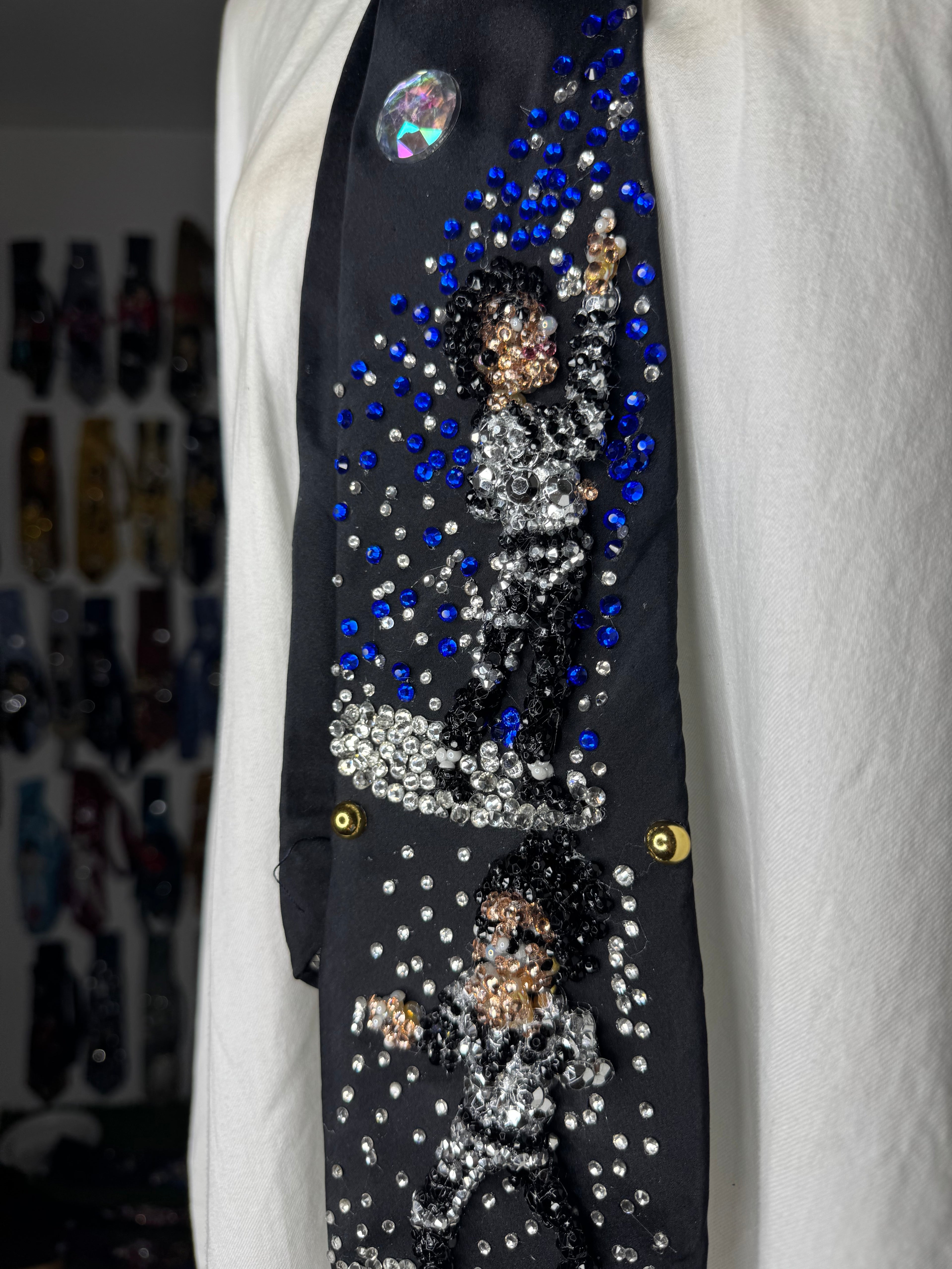Black Michael Jackson Dancing in Spotlight Human Nature Outro at Wembly Concert Bad Tour 1988 Tie
