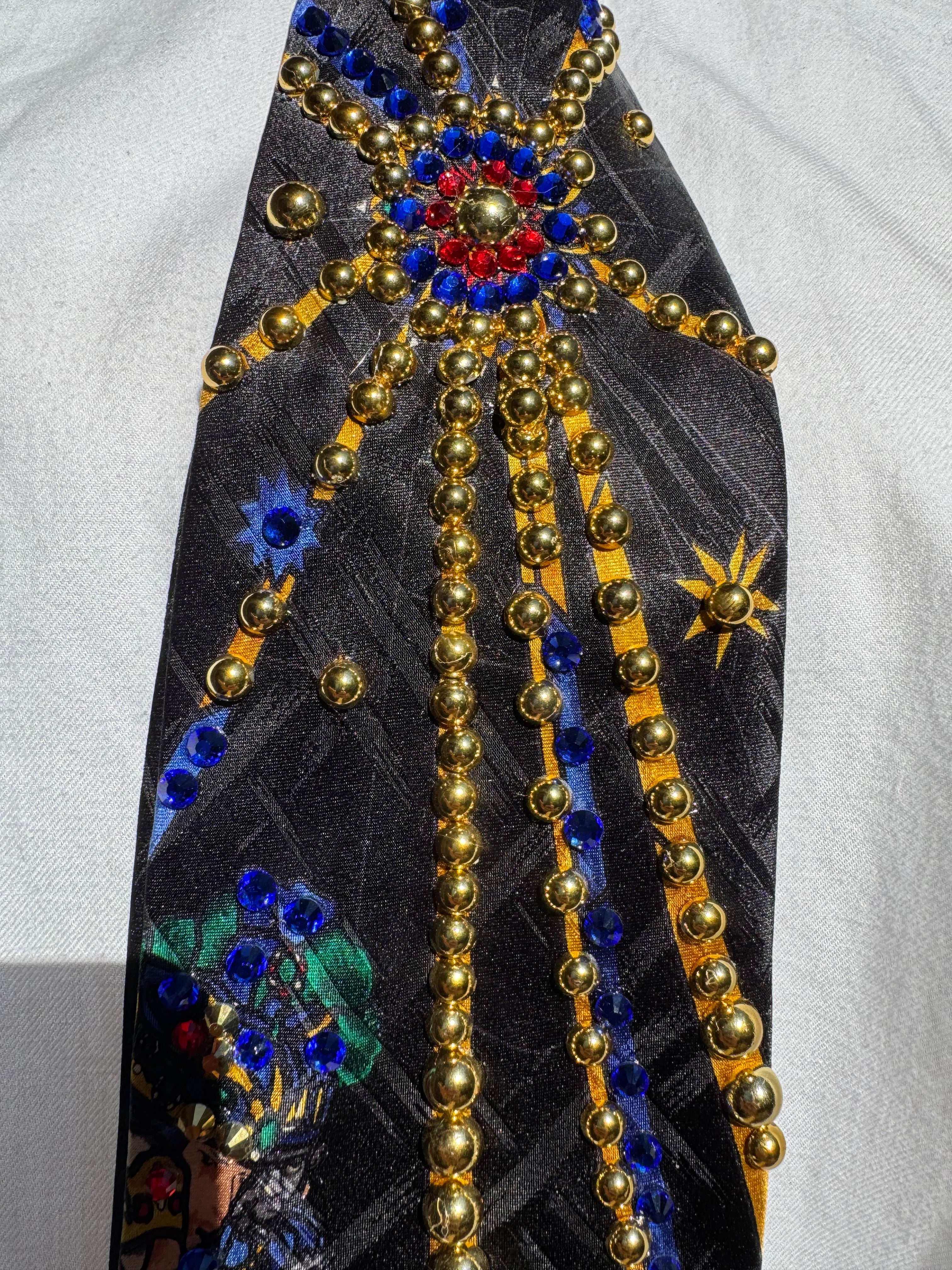 Black Stained Glass Window Portrait of New Born Baby Royalty Church Tie
