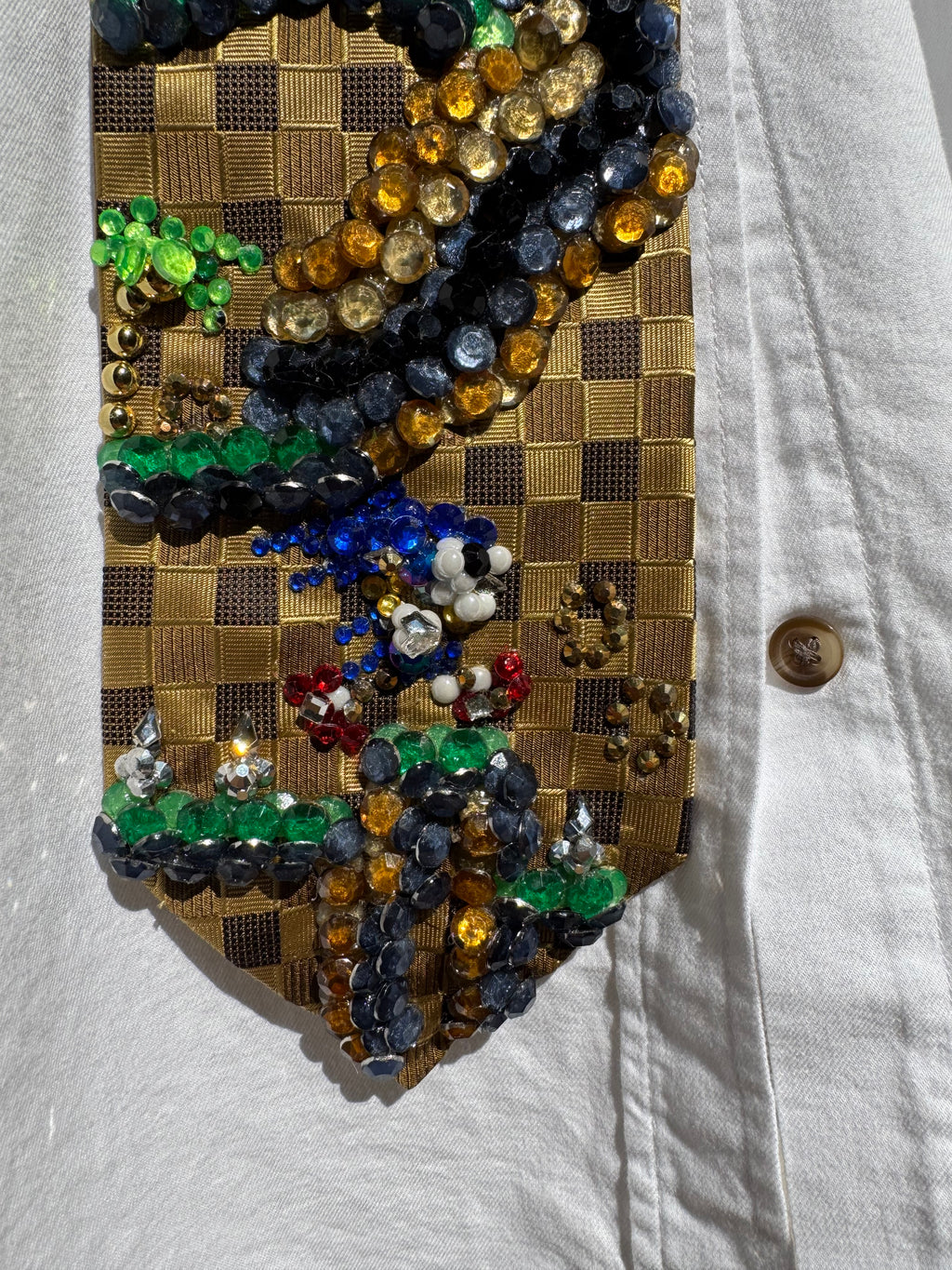 Gold Checkered Retro Supersonic Video Game Tie