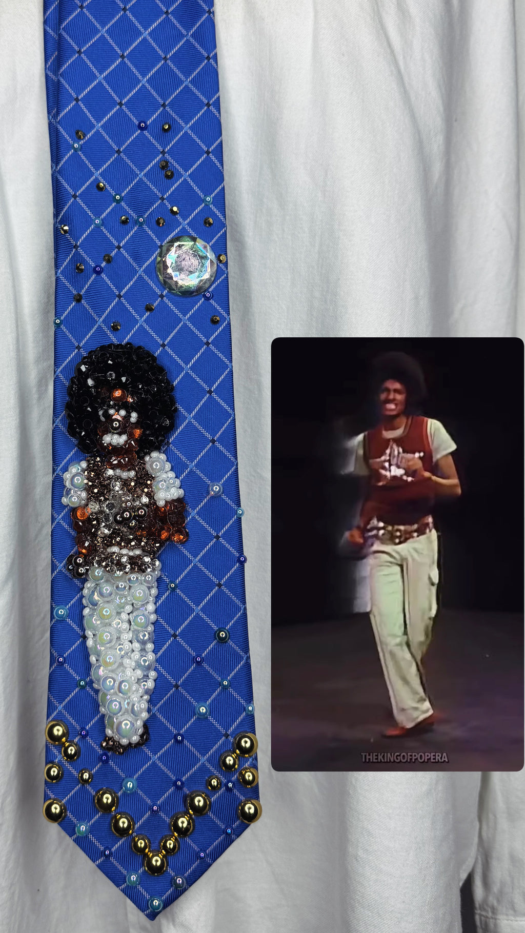 Blue Michael Jackson Hitting Twist Back Step Move In Blame It On the Boogie Music Video Tie