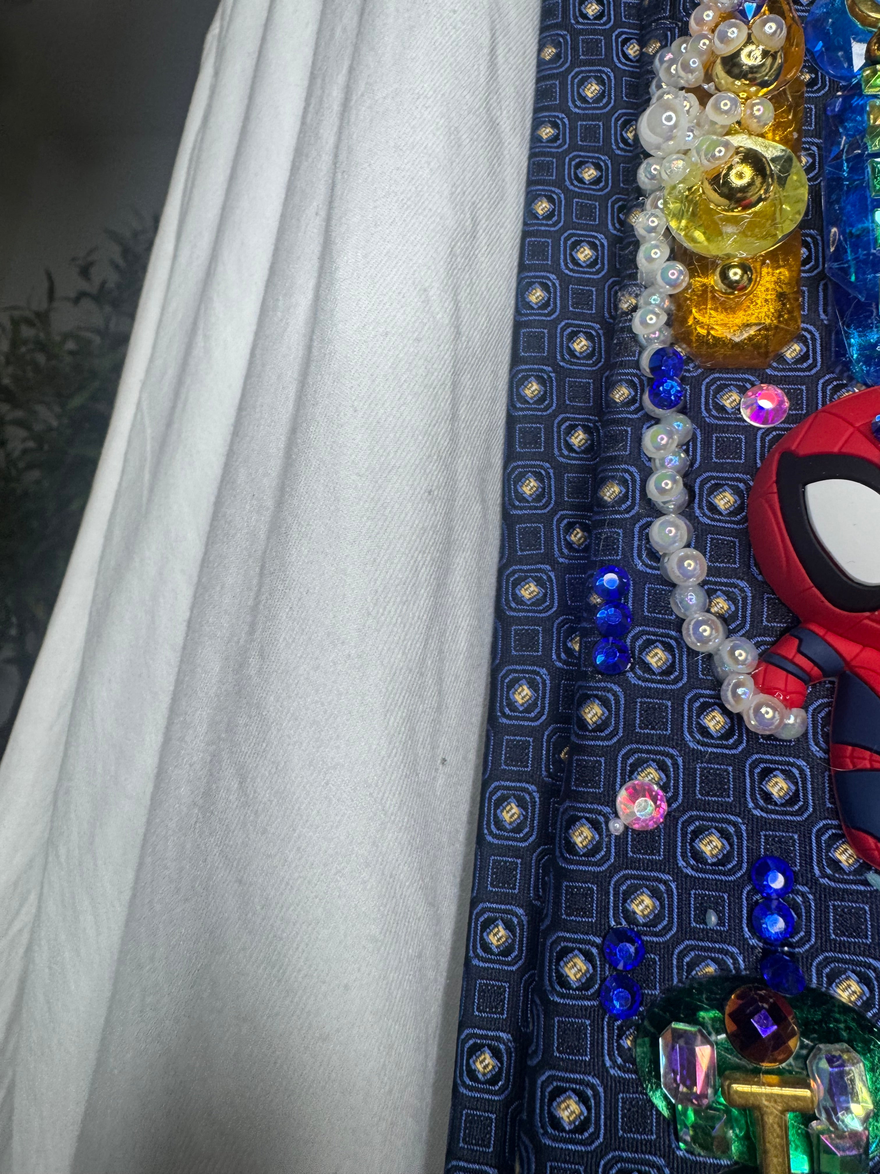 Navy Blue Spiderman Swinging Through City At Night in the Rain Tie