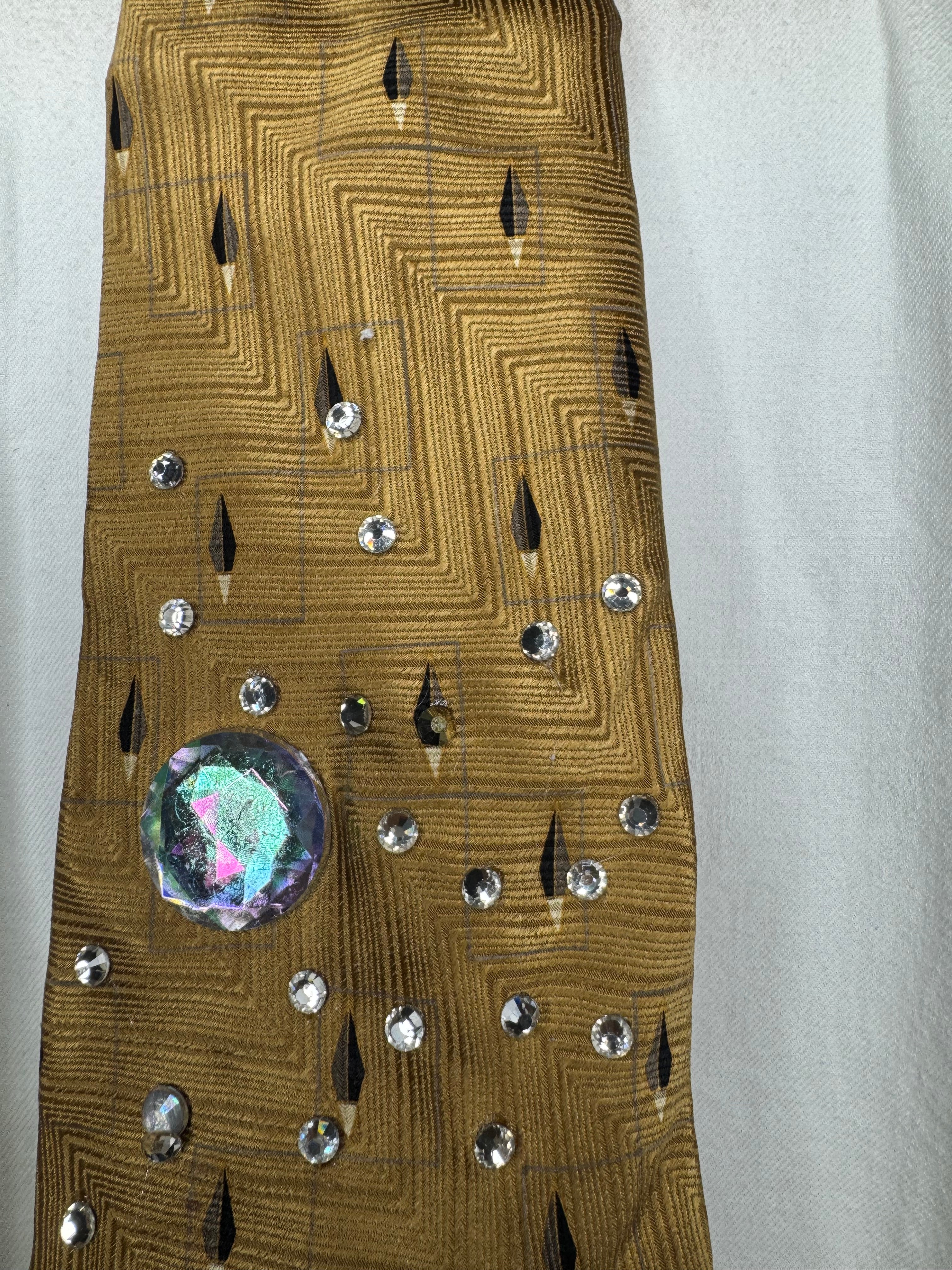 Gold Michael Jackson Hitting Knee Up Pointing Left Pop n Lock Move For Jam During Dangerous World Tour 1993 Tie