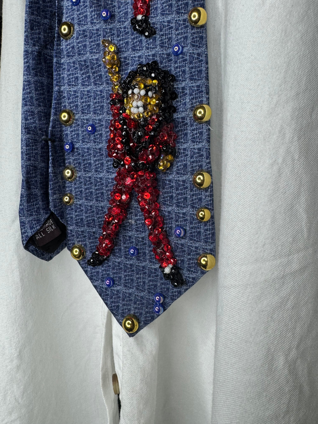 Navy Blue Michael Jackson Kick into Pointing Up Double Dance Scene From Thriller Short Film Tie