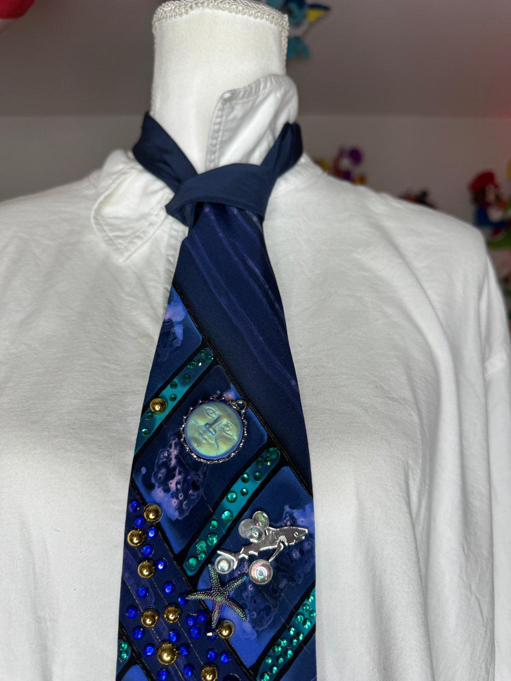 Deep Royal Blue Marbled Aquarium Nature Royalty Tie