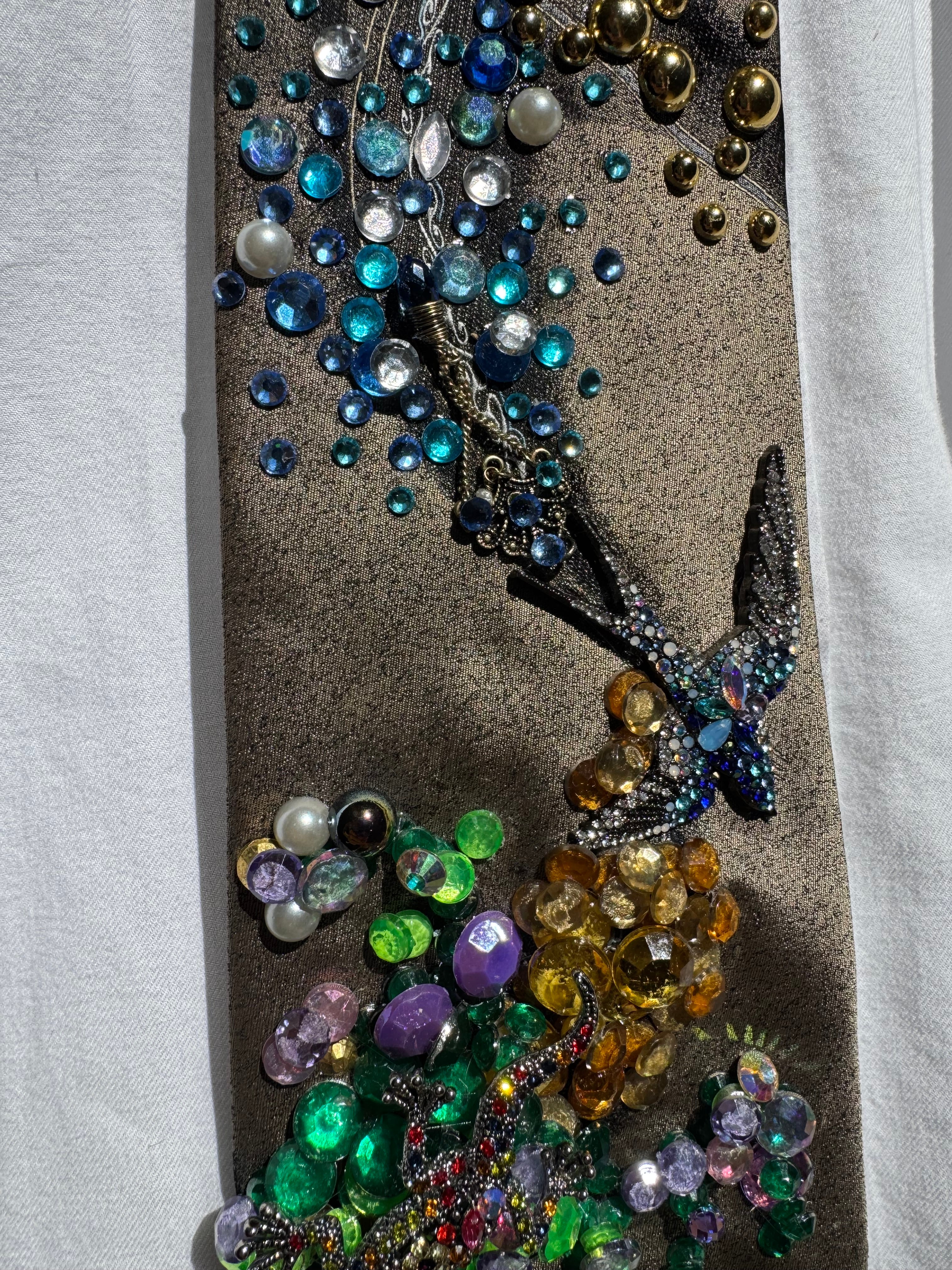 Green Magical Vined and Blue Jay Nature Royalty Tie