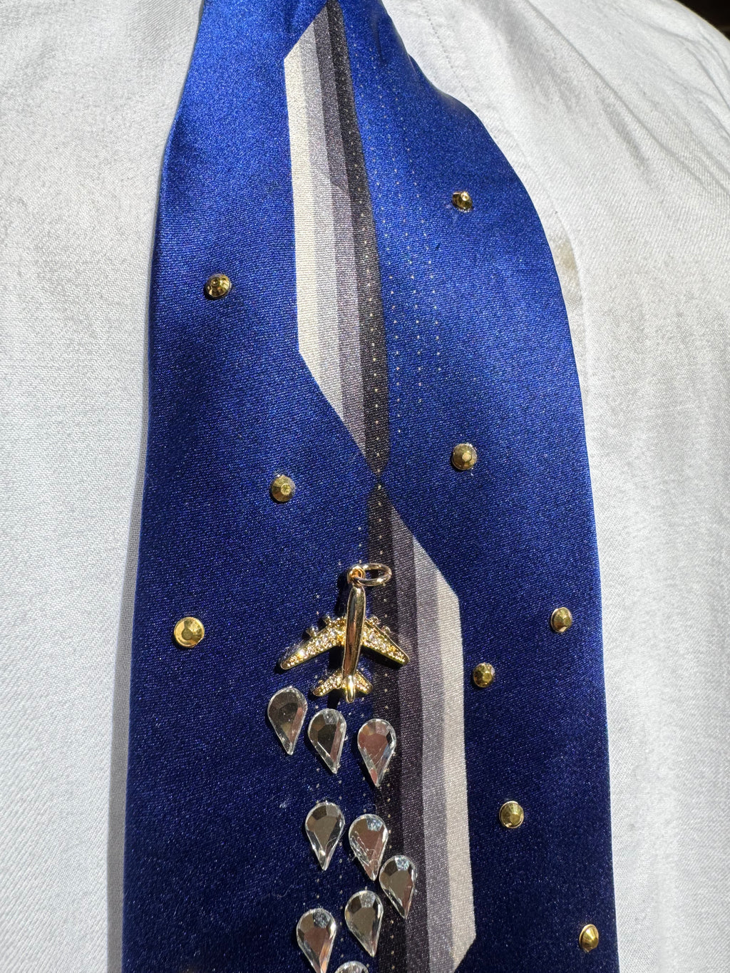 Royal Deep Blue Planes on a Starry Night Pilot Tie