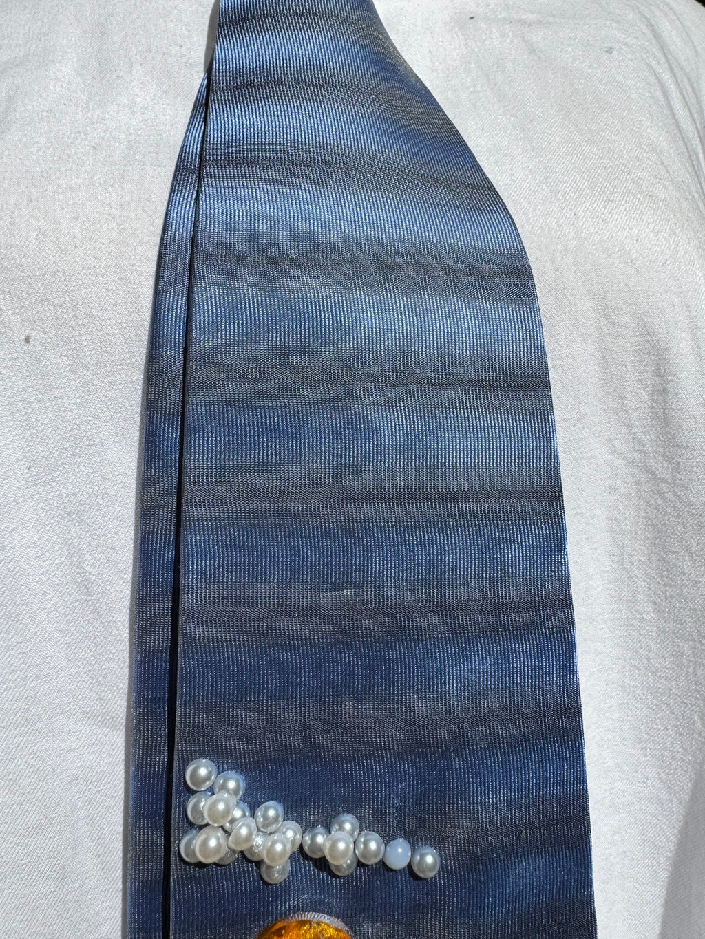 Sky Blue Snoopy and Woodstock Walking Cartoon Tie