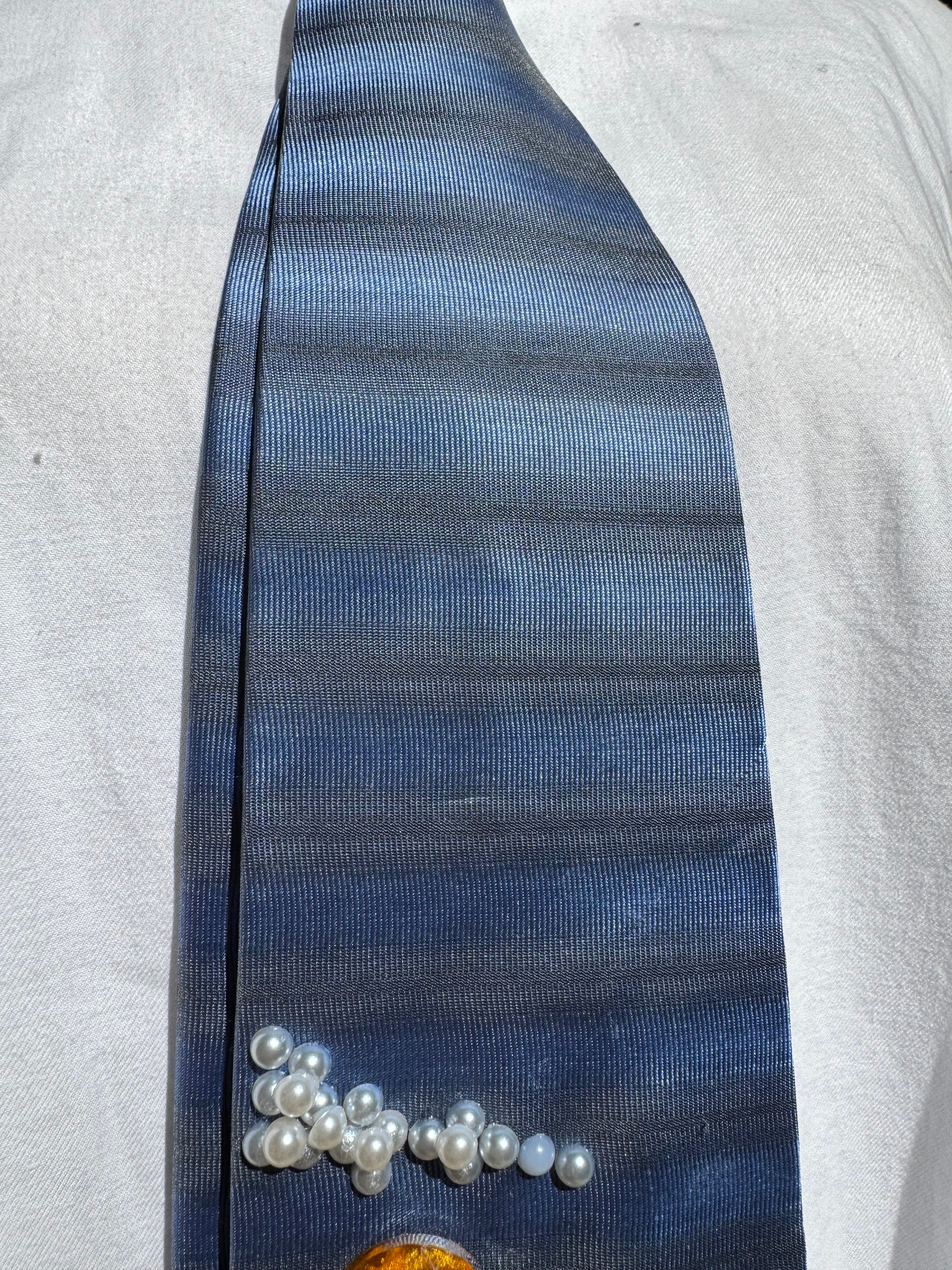 Sky Blue Snoopy and Woodstock Walking Cartoon Tie