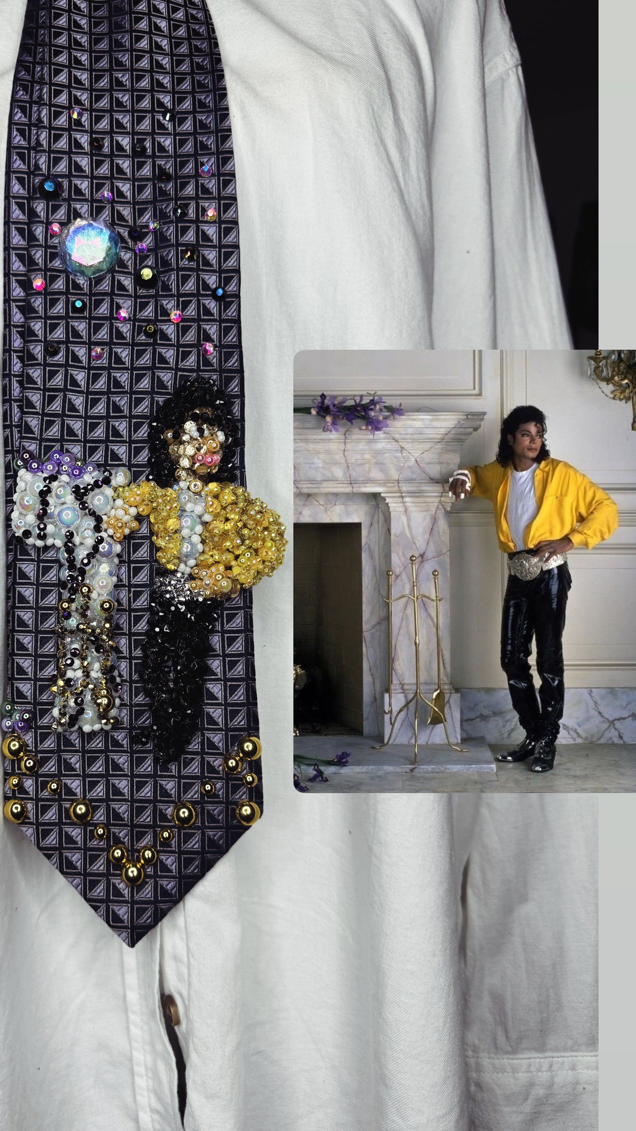 Purple Michael Jackson Yellow Polo Librarian Girl Single Cover Tie