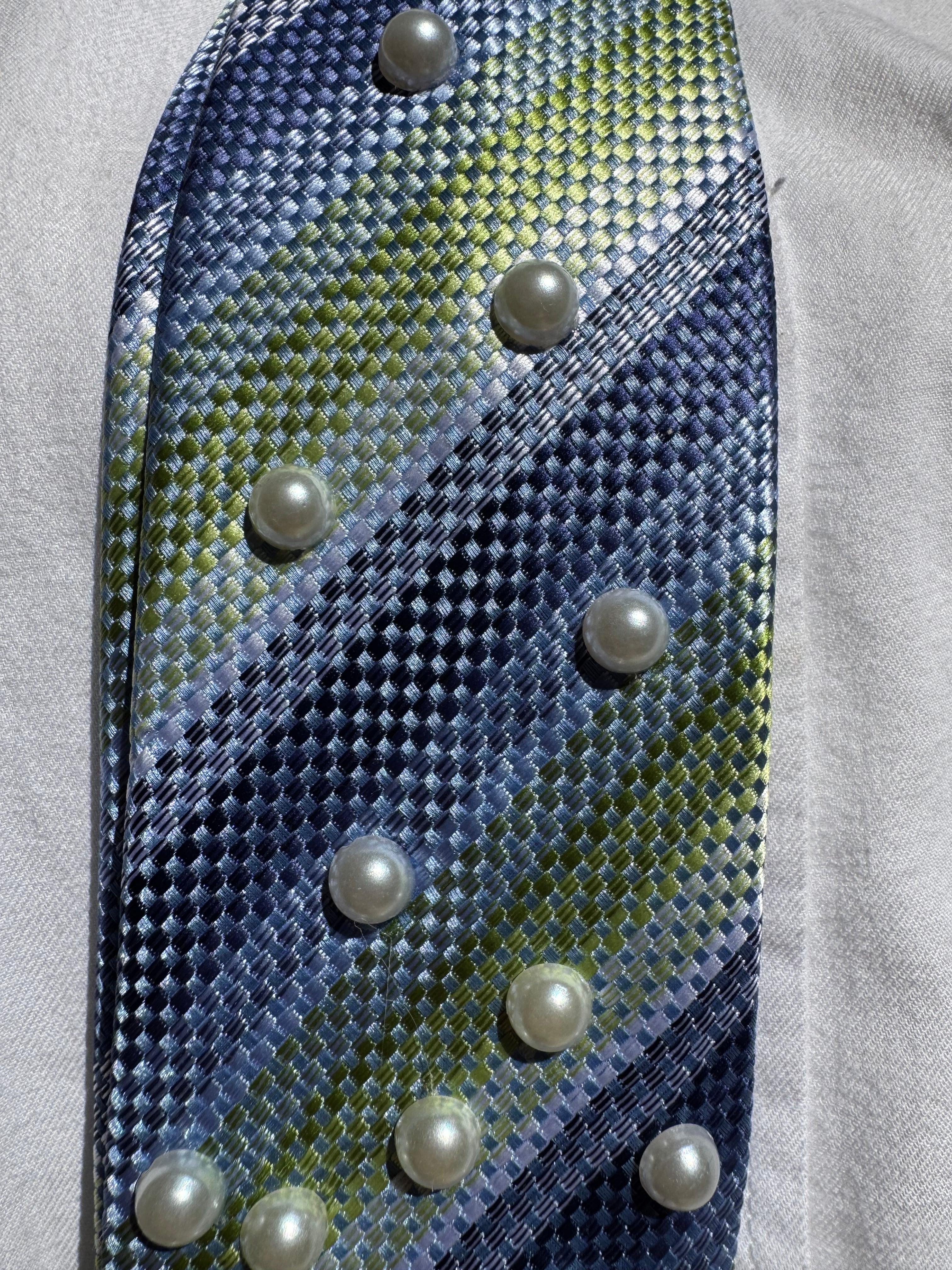 Blue and Green Striped Seattle Seahawks Swirl Royalty Tie