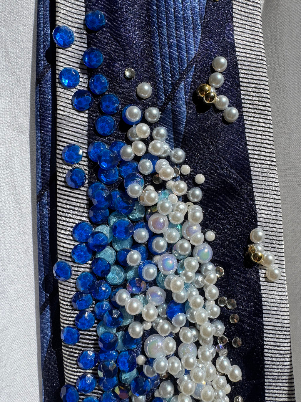 Navy Blue Surfers Surfing On Wave Nautical Royalty Tie