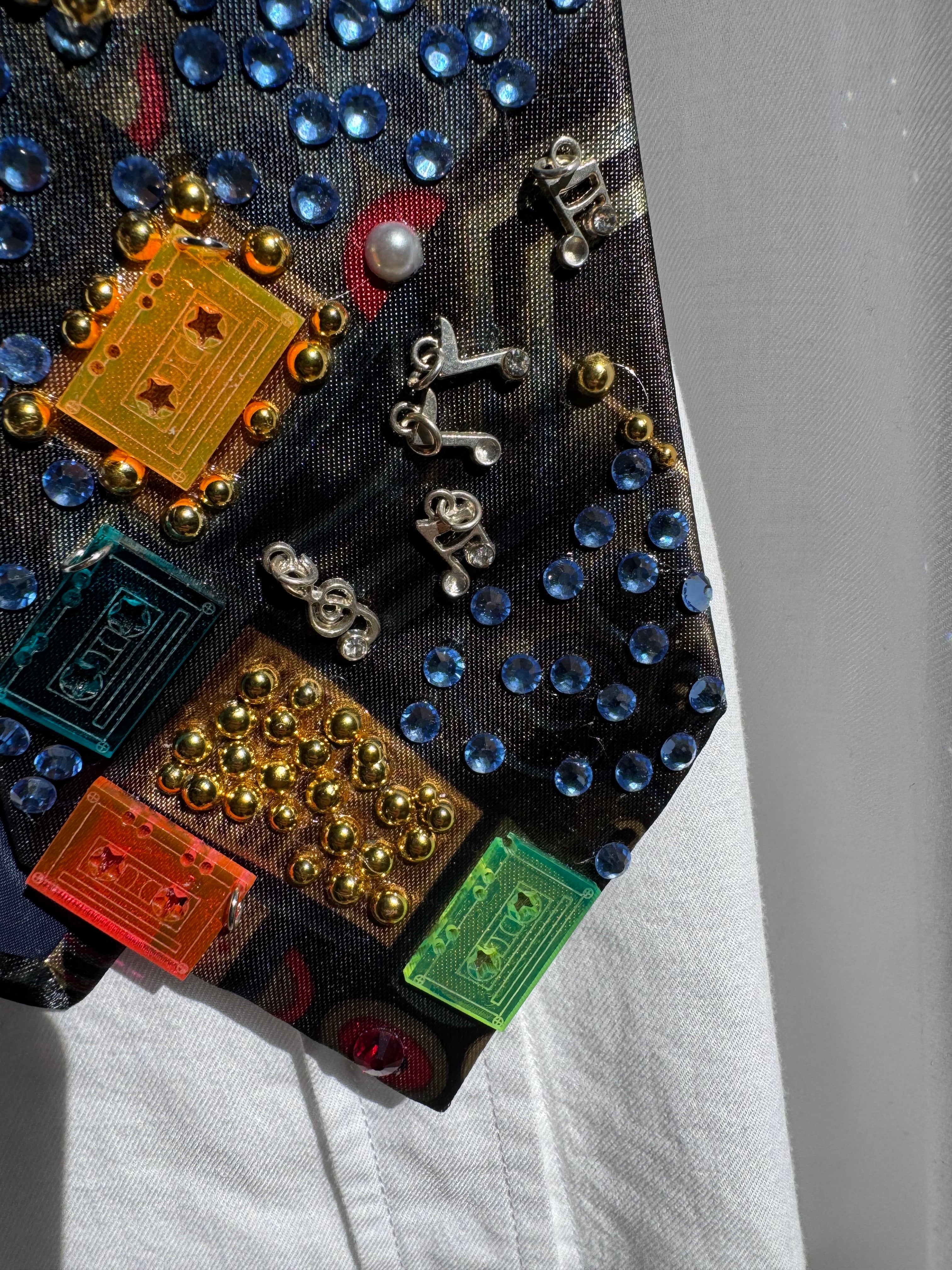 Black Cassette Tapes and Music Notes Royalty Music Tie
