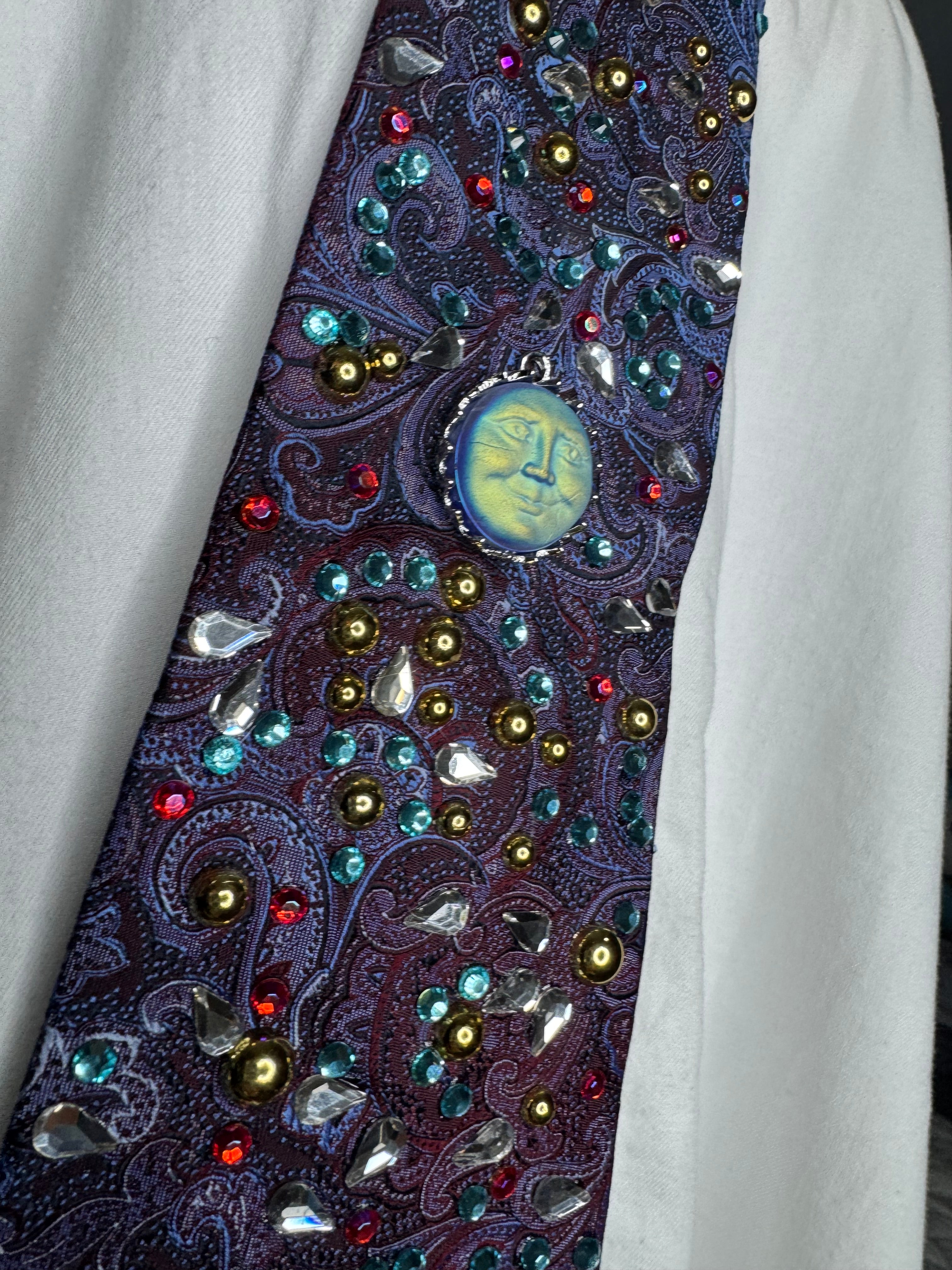 Blue and Red Paisley Neon Sun Royalty Tie