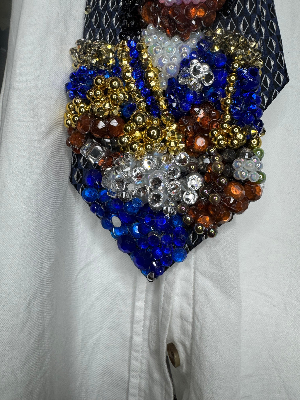 Navy Blue Michael Jackson Holding His Grammy Trophies Smiling 1984 Thriller Era Tie