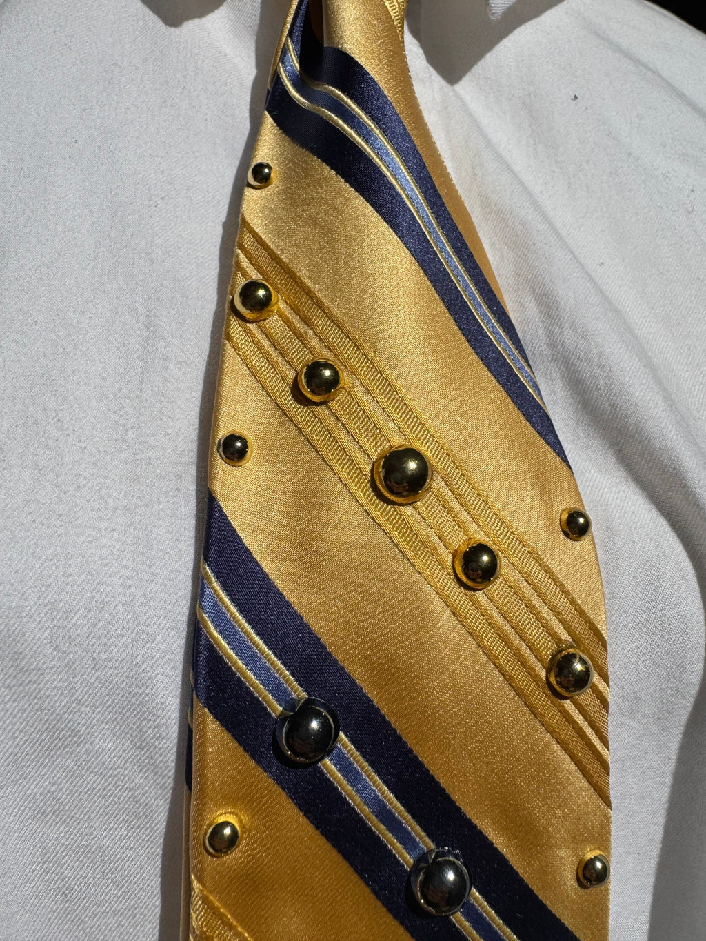 Yellow Striped Anchored Royalty Nautical Tie