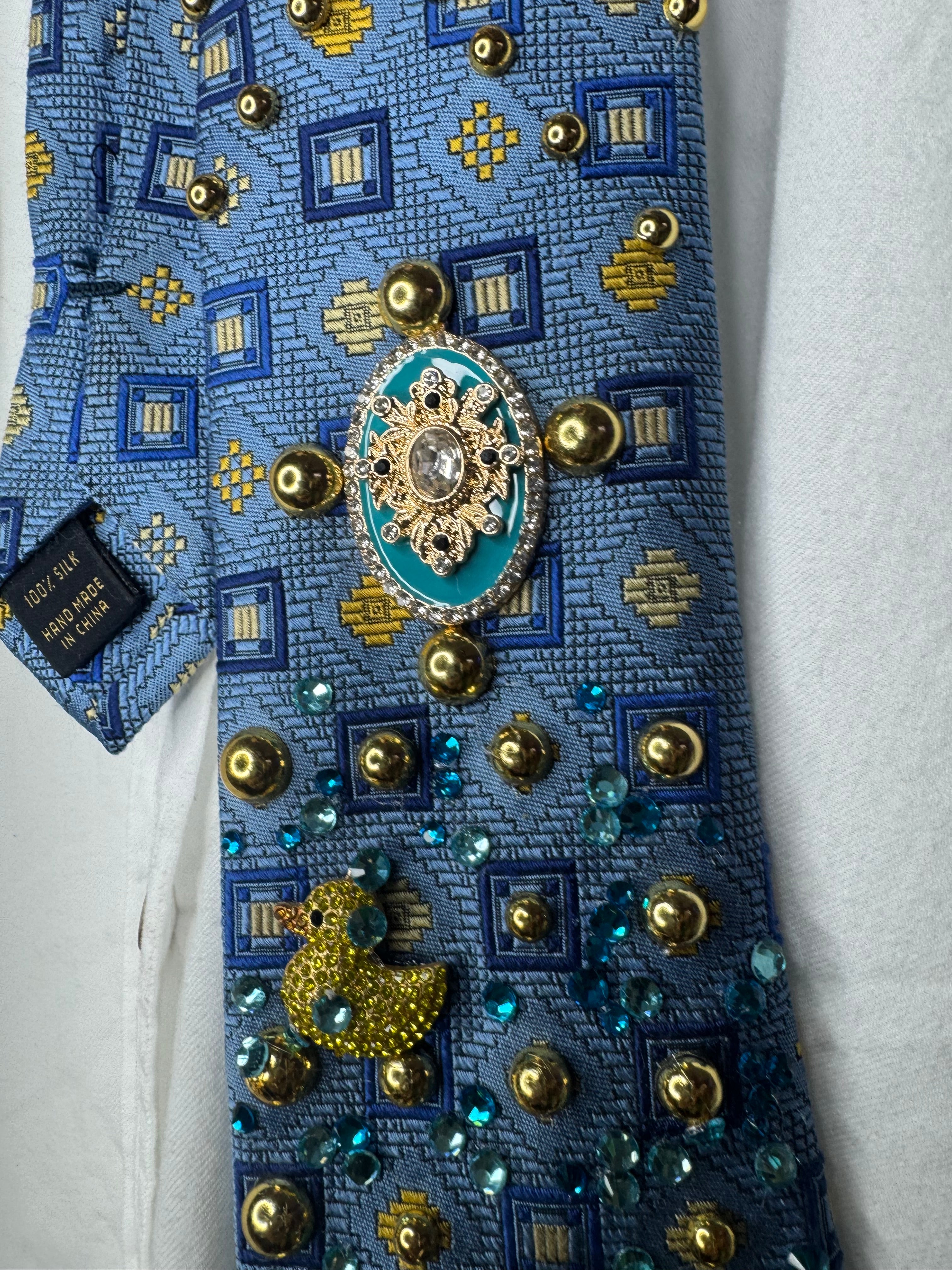 Blue Tropical Treasure Box of Diamond Ducks Royalty Tie